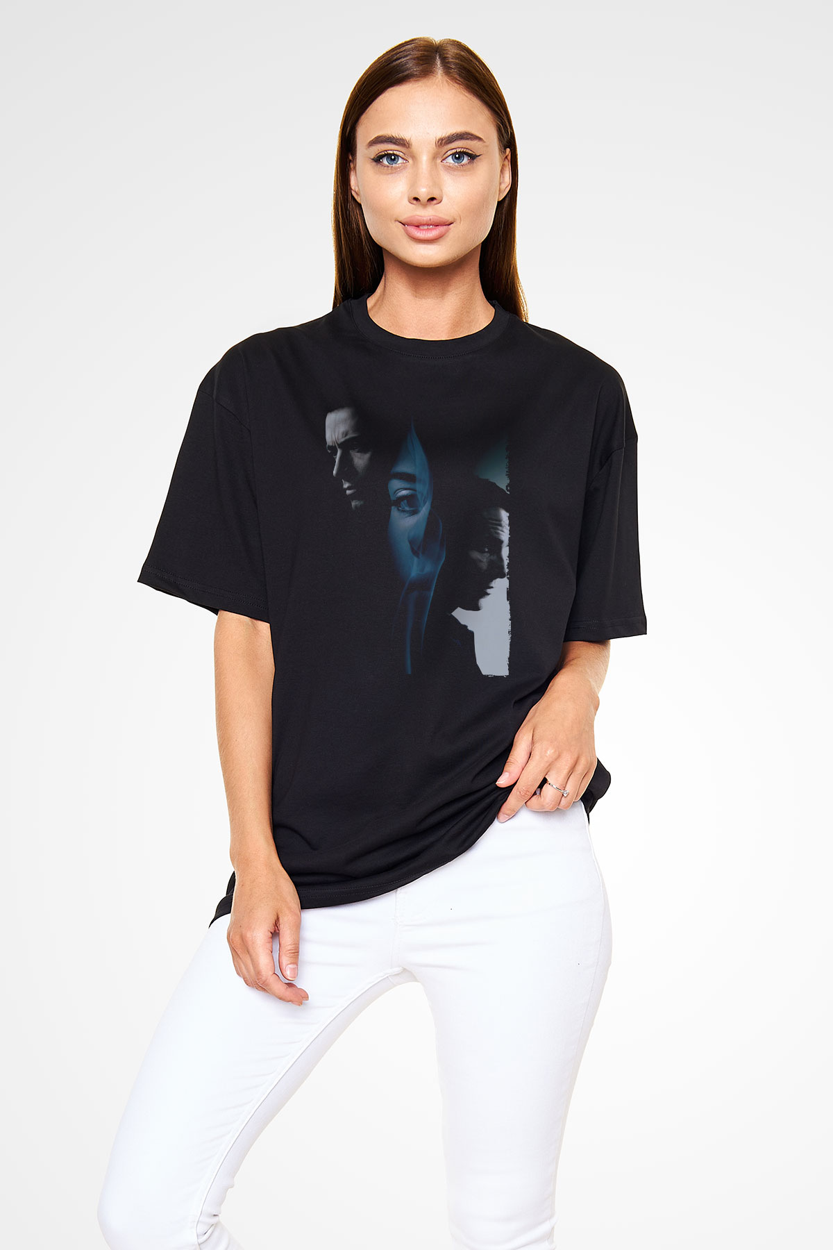 Unisex Prestij (The Prestige) Baskılı Siyah Oversize Tshirt