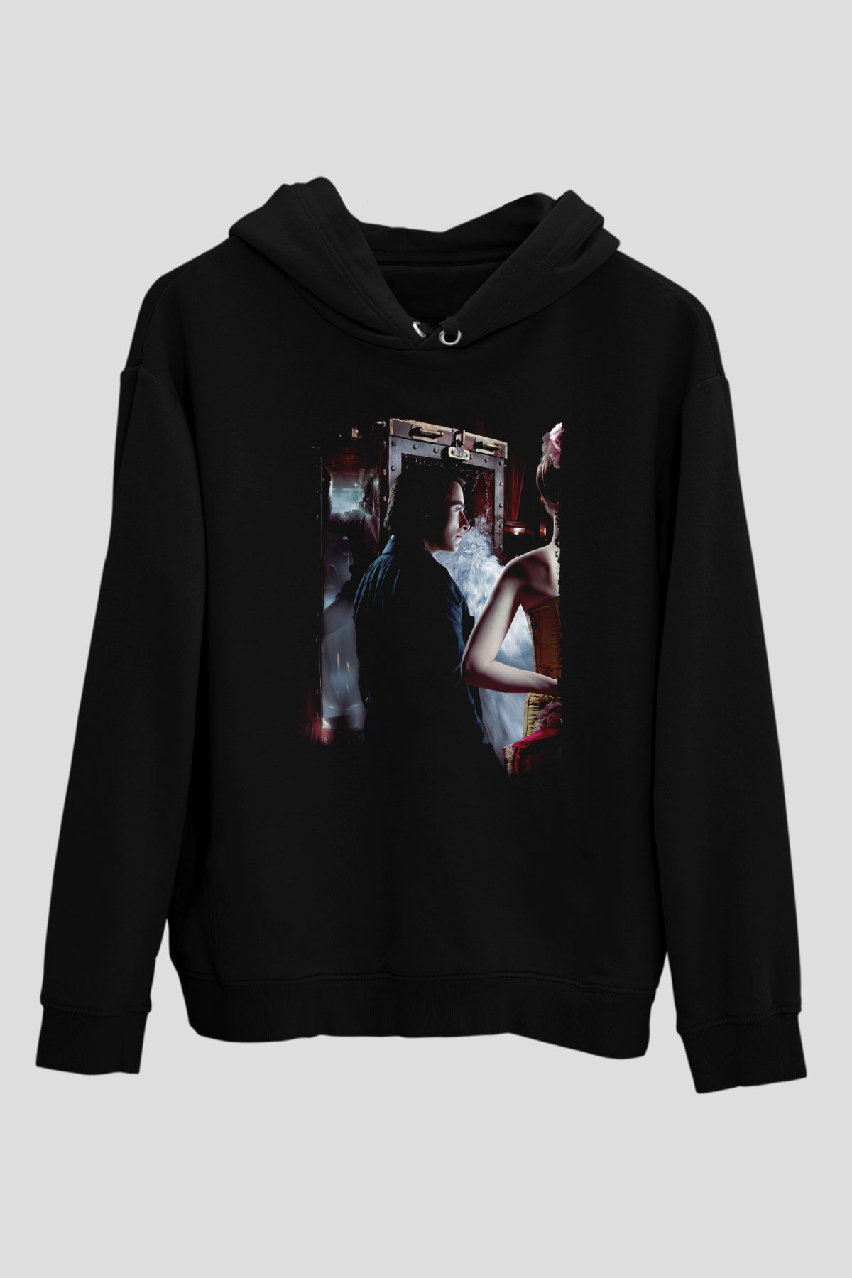 Unisex Prestij (The Prestige) Baskılı Siyah Kapüşonlu Sweatshirt