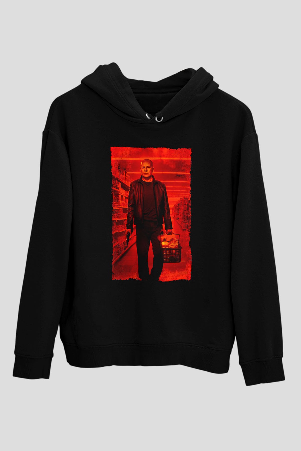 Unisex RED 2 Baskılı Siyah Kapüşonlu Sweatshirt