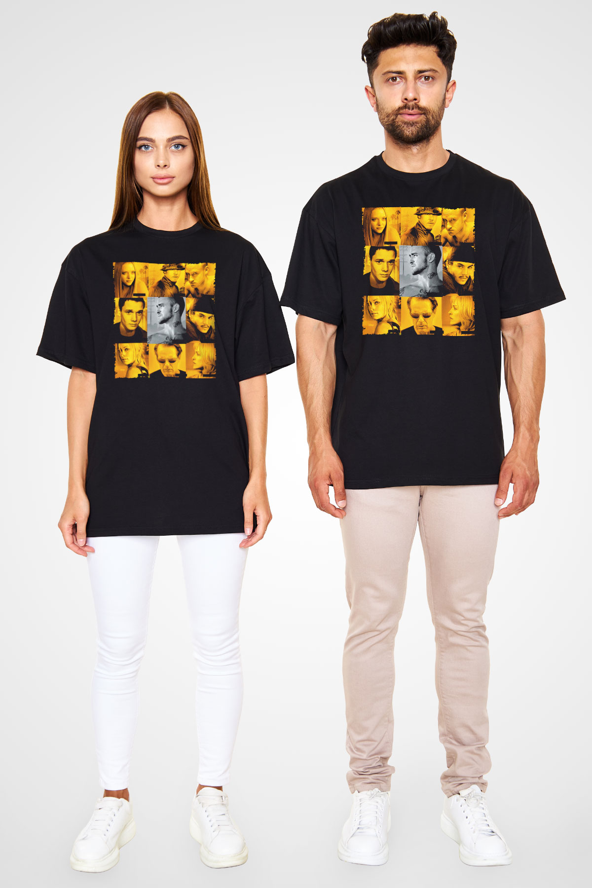 Unisex Rehine (Alpha Dog) Baskılı Siyah Oversize T-shirt