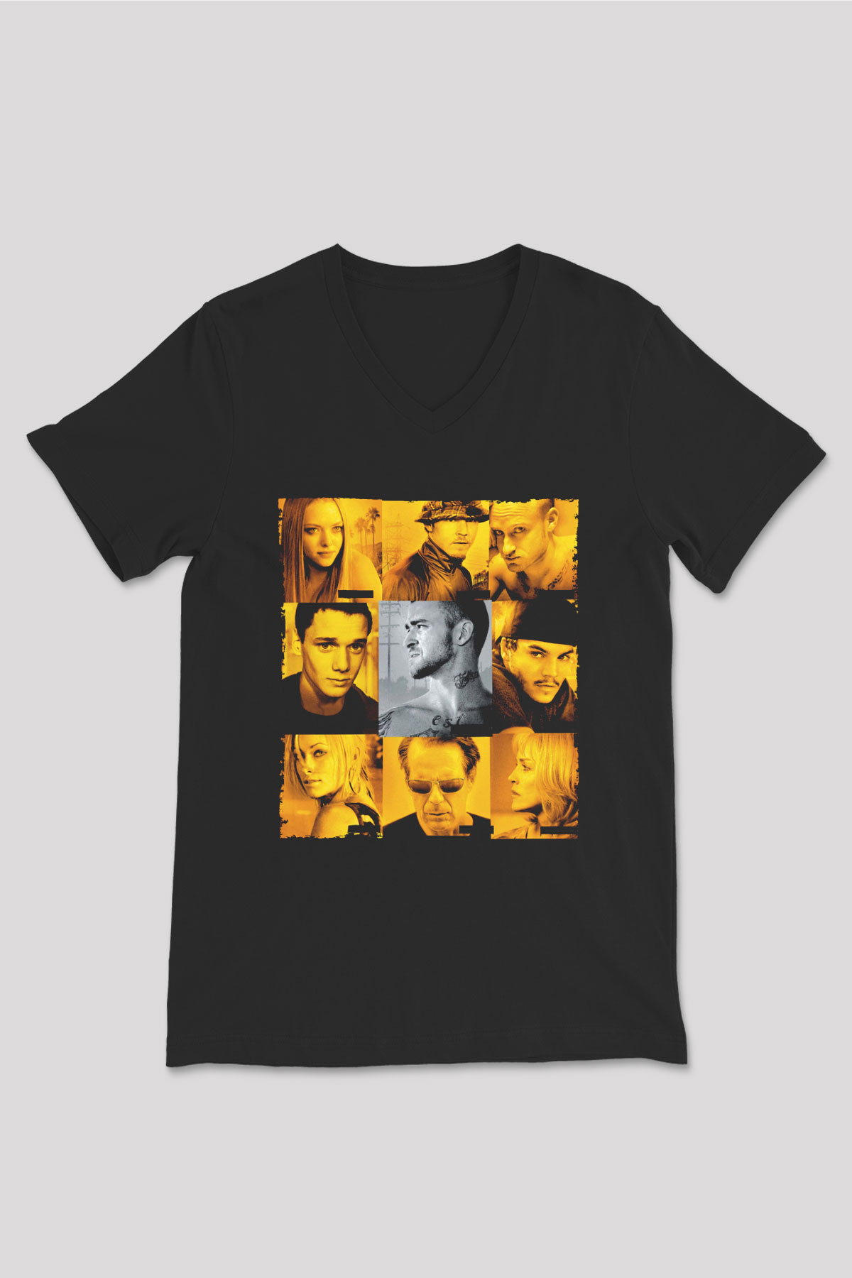 Unisex Rehine (Alpha Dog) Baskılı Siyah V Yaka T-shirt