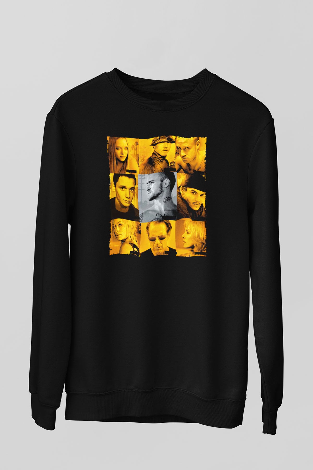 Unisex Rehine (Alpha Dog) Baskılı Siyah Sweatshirt