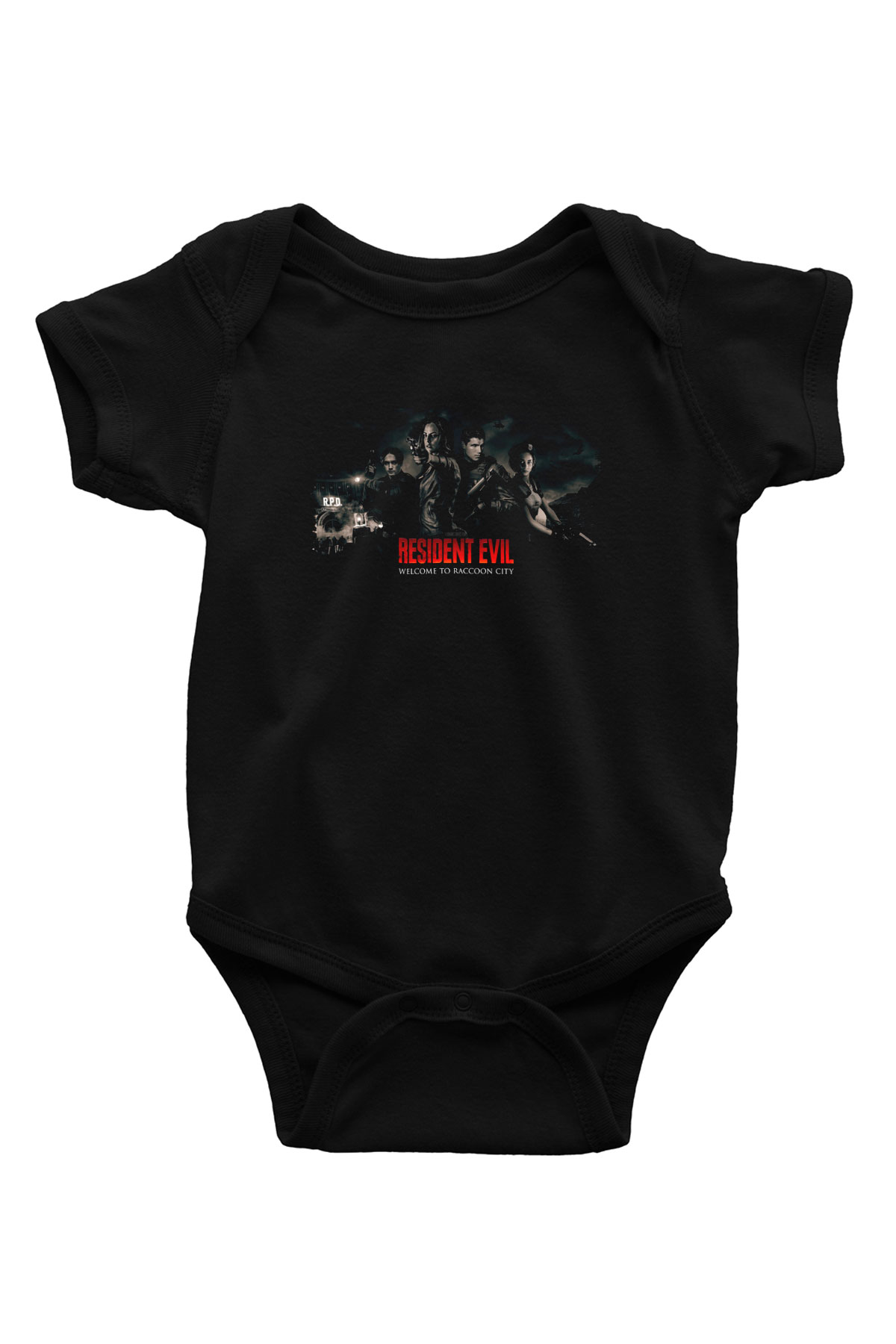 Unisex Resident Evil Baskılı Siyah Bebek Body - Zıbın
