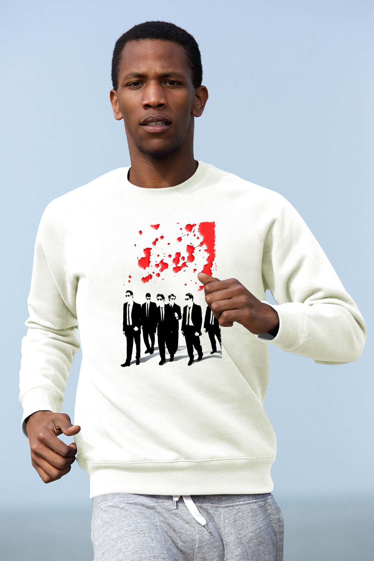 Unisex Rezervuar Köpekleri (Reservoir Dogs) Baskılı Beyaz Sweatshirt