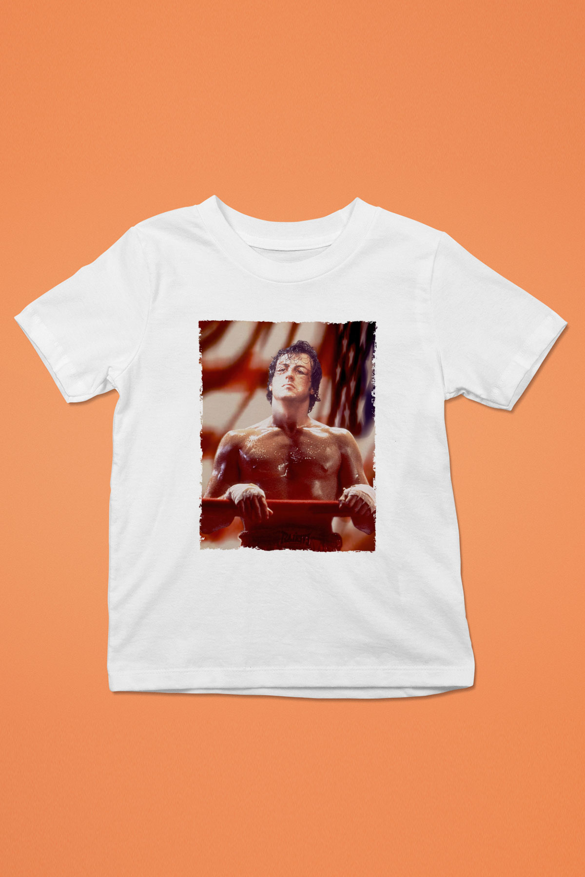 Unisex Rocky Baskılı Beyaz Çocuk Tişört