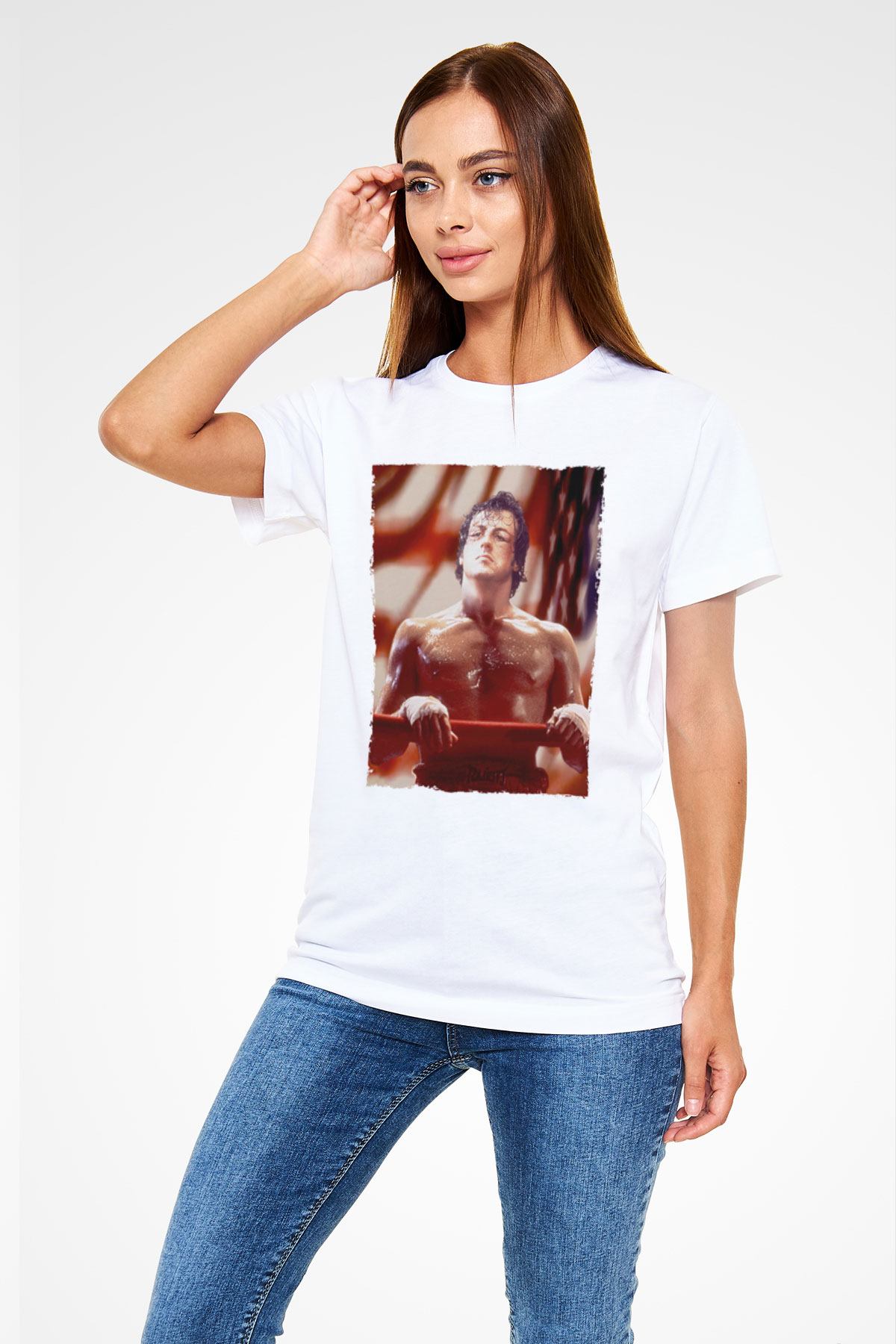 Rocky Baskılı Beyaz Tişört