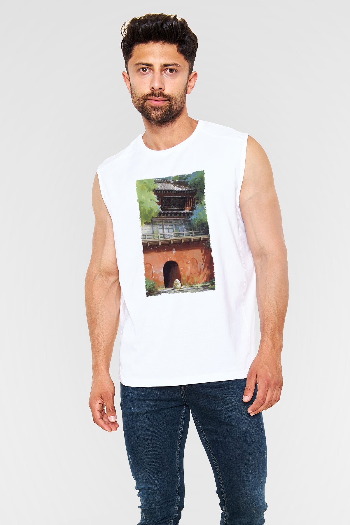 Unisex Ruhların Kaçışı (Spirited Away) Baskılı Beyaz Kolsuz Tshirt