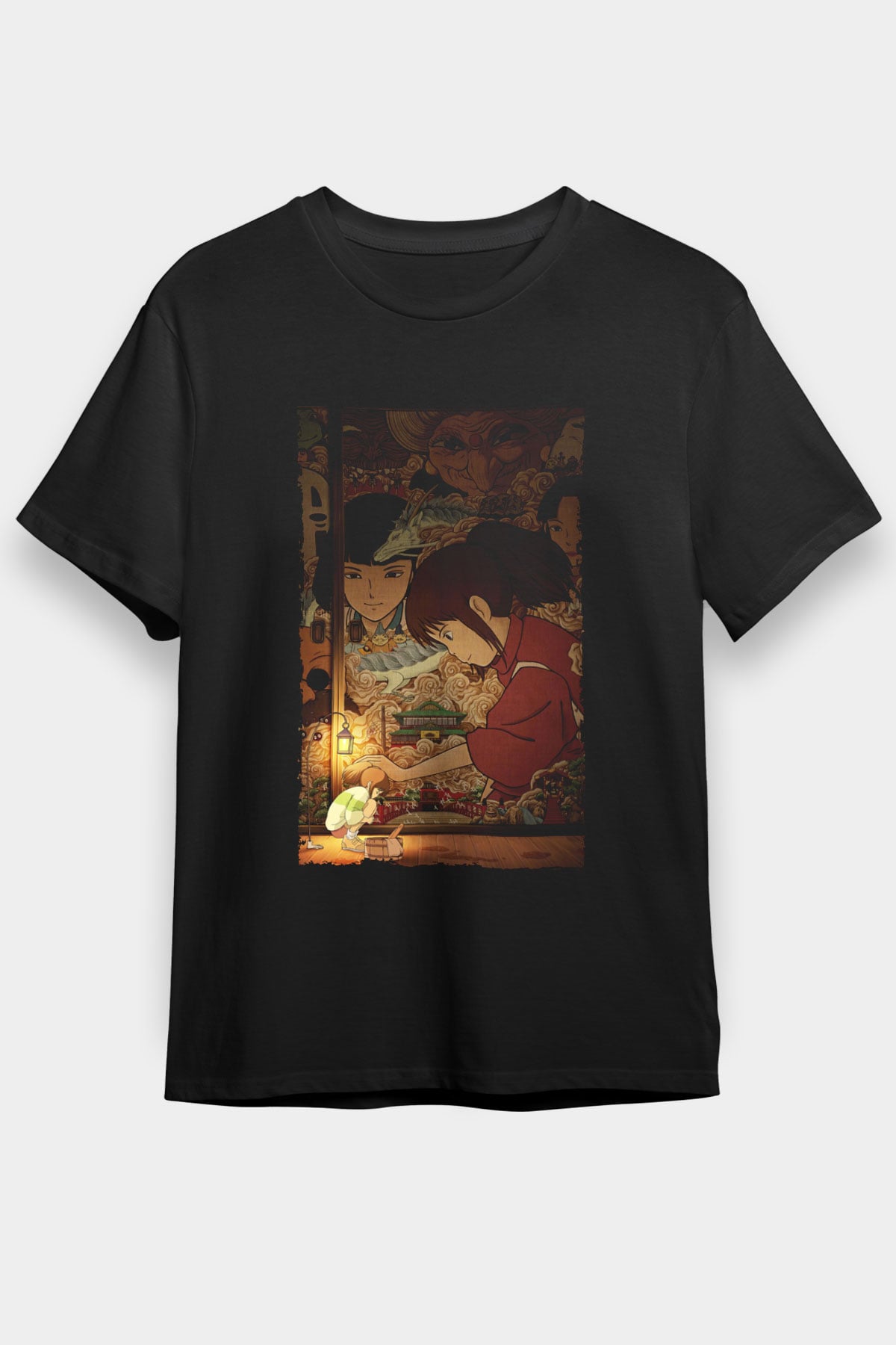 Ruhların Kaçışı (Spirited Away) Baskılı Siyah T-Shirt