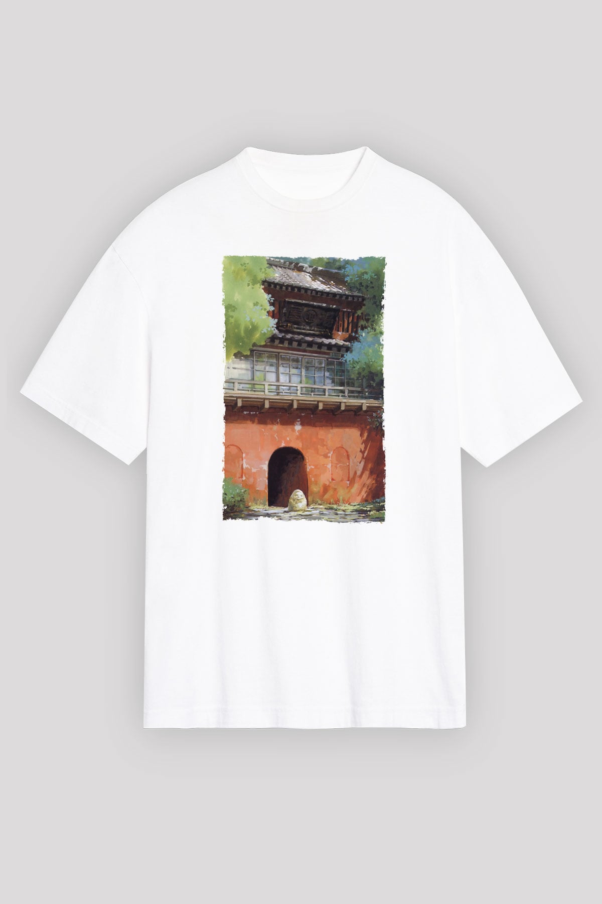 Unisex Ruhların Kaçışı (Spirited Away) Baskılı Beyaz Oversize Oversize T-shirt