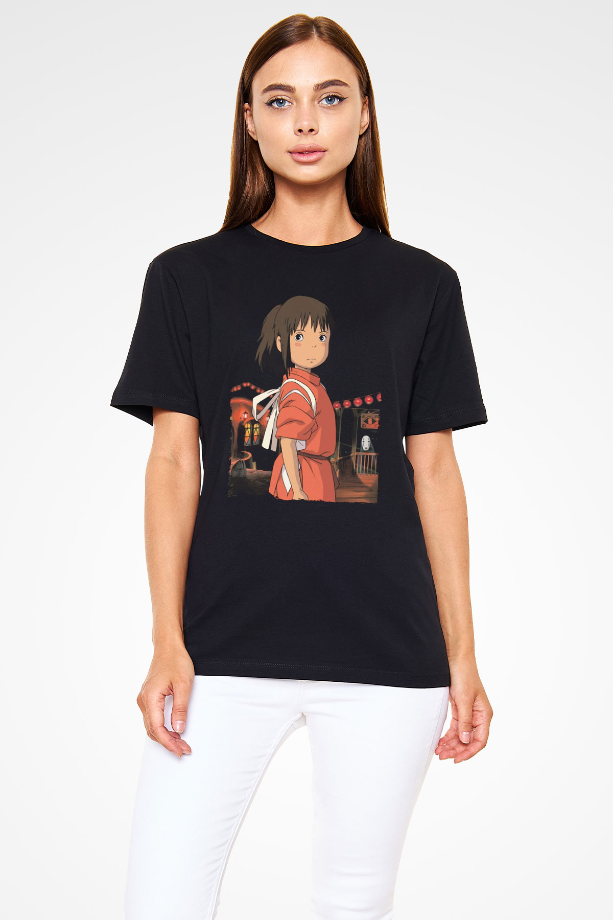 Ruhların Kaçışı (Spirited Away) Baskılı Siyah Tişört