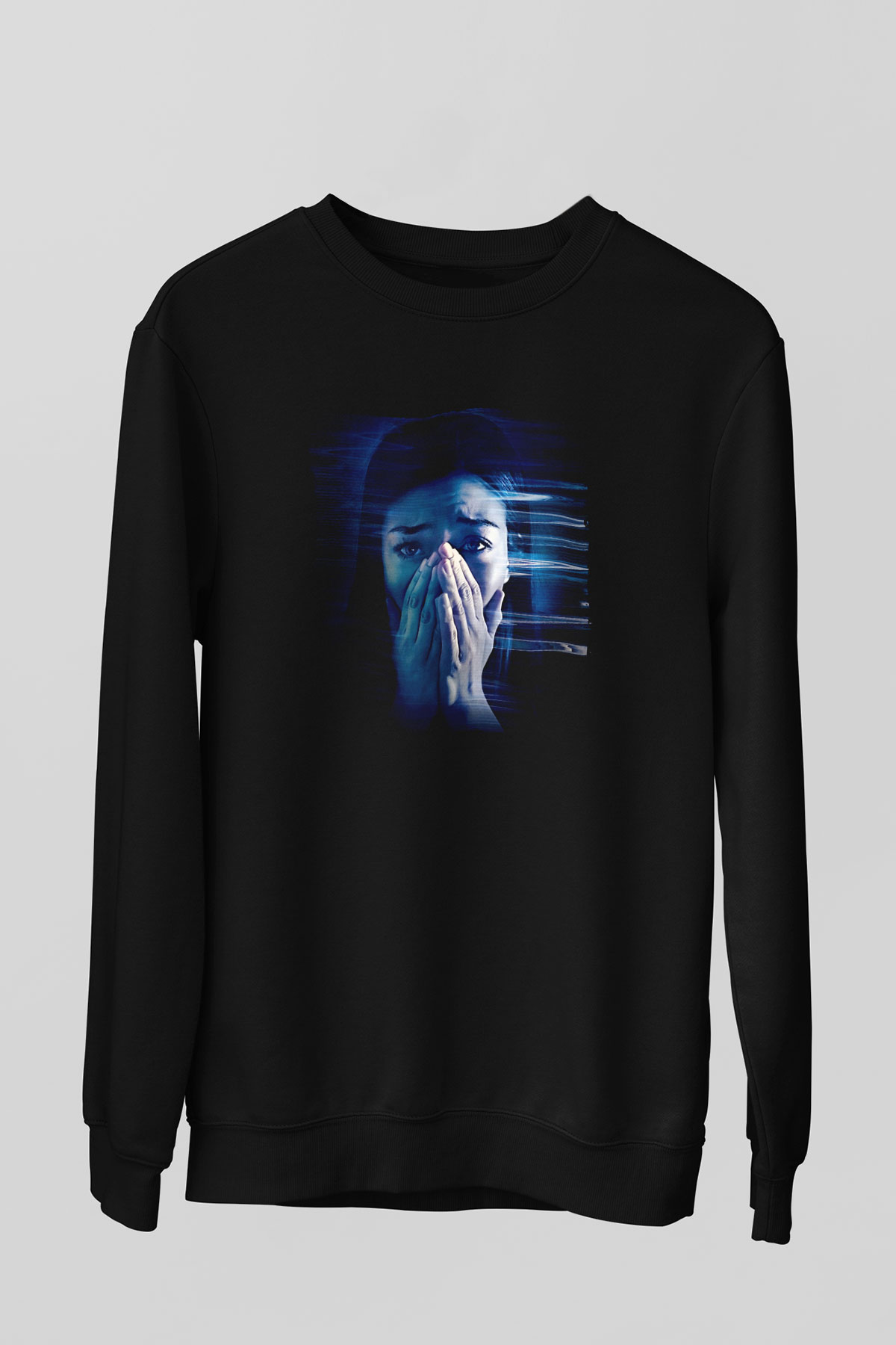 Unisex Safer at Home Baskılı Siyah Sweatshirt