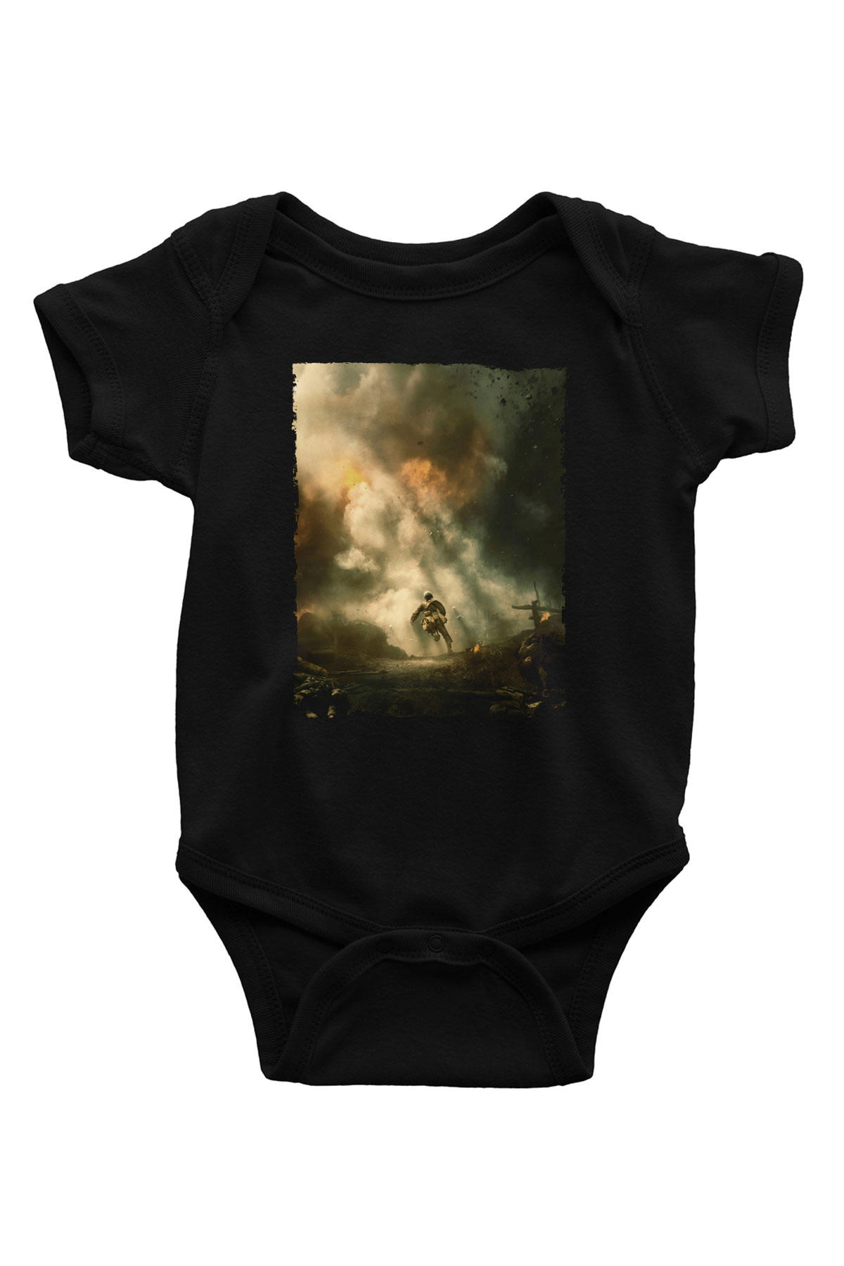 Unisex Savaş Vadisi (Hacksaw Ridge) Baskılı Siyah Bebek Body - Zıbın