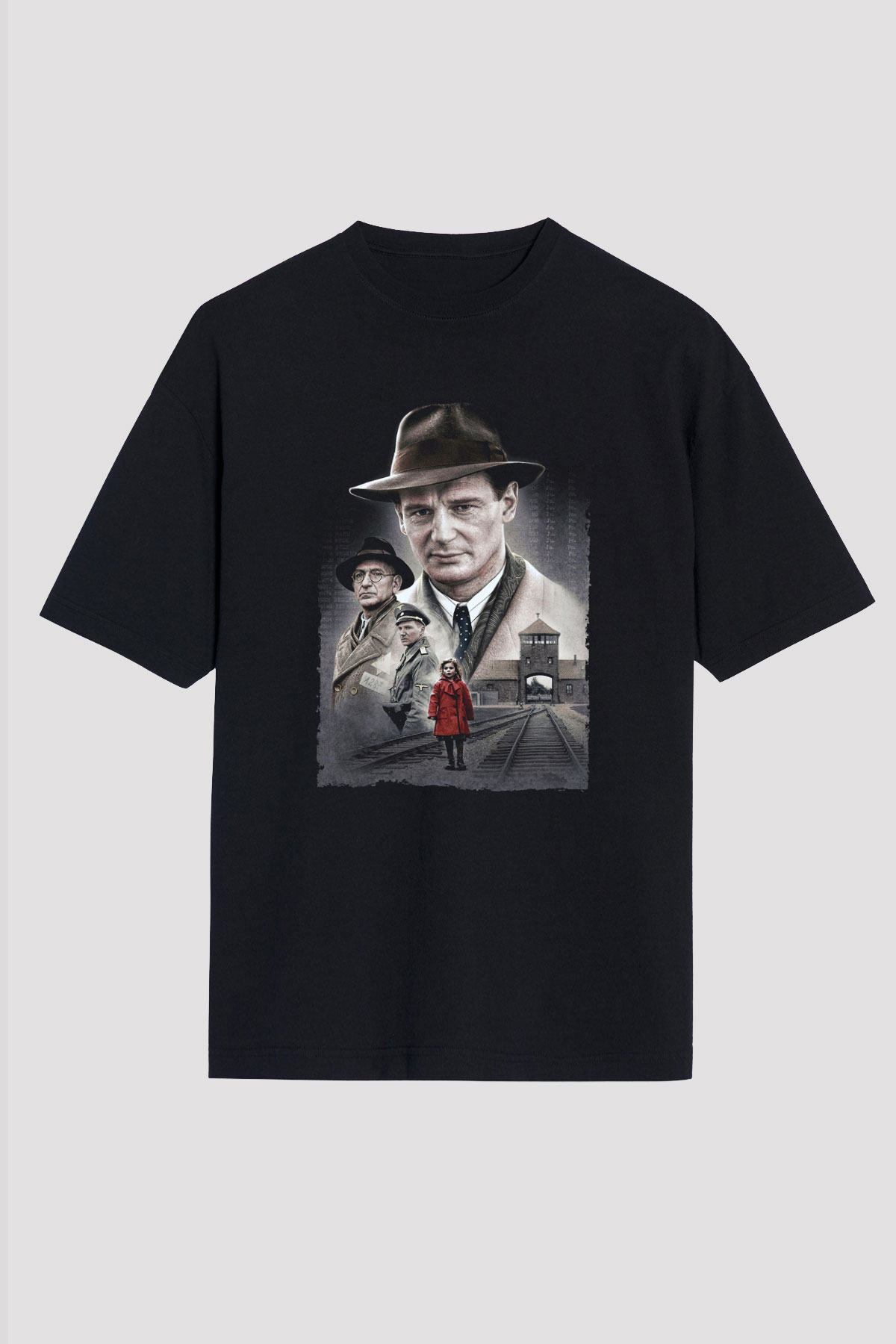 Unisex Schindlerin Listesi (Schindlers List) Baskılı Siyah Oversize T-shirt