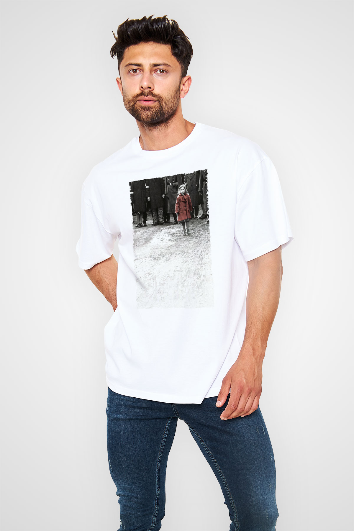 Unisex Schindlerin Listesi (Schindlers List) Baskılı Beyaz Oversize Tişört