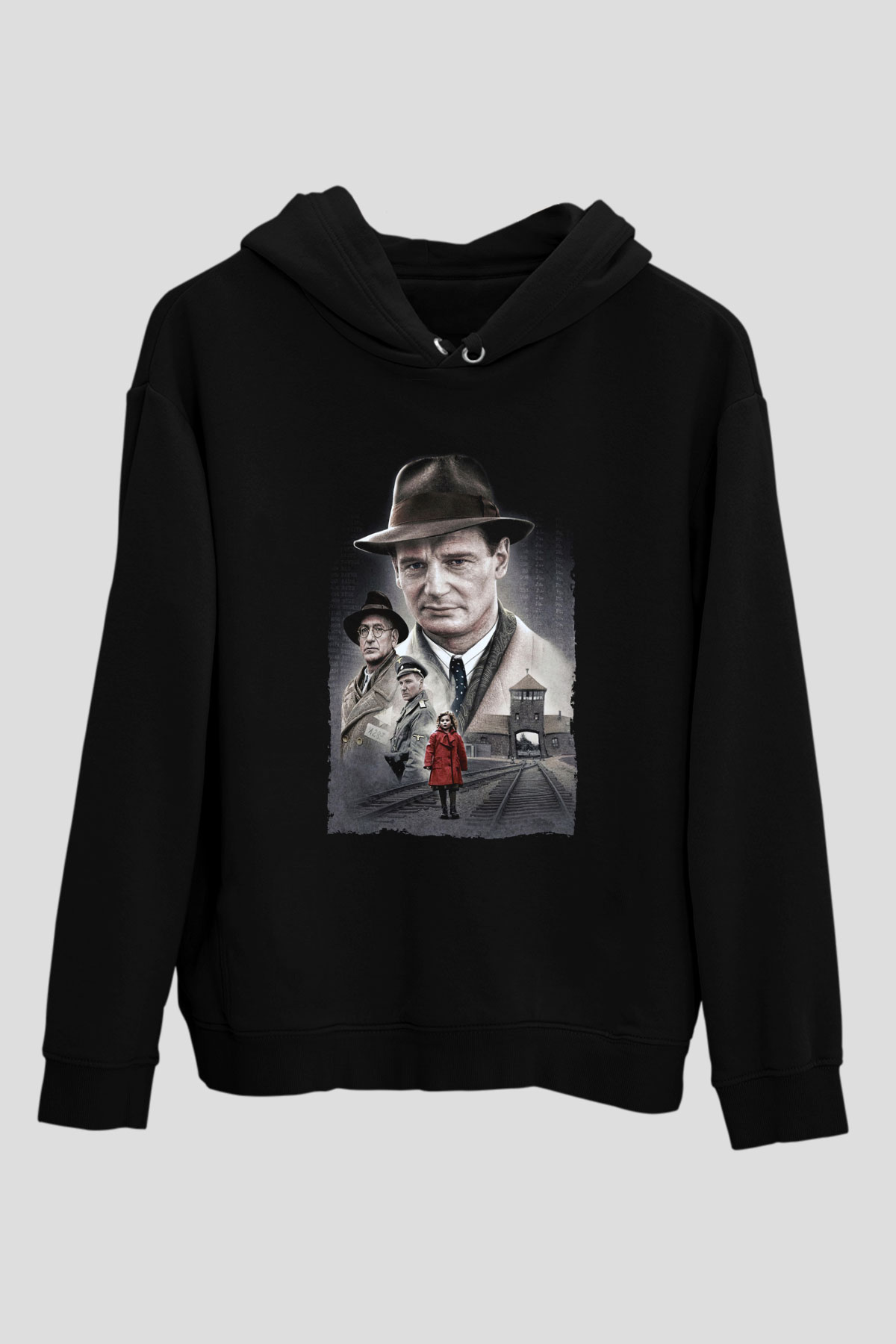 Unisex Schindlerin Listesi (Schindlers List) Baskılı Siyah Kapüşonlu Sweatshirt