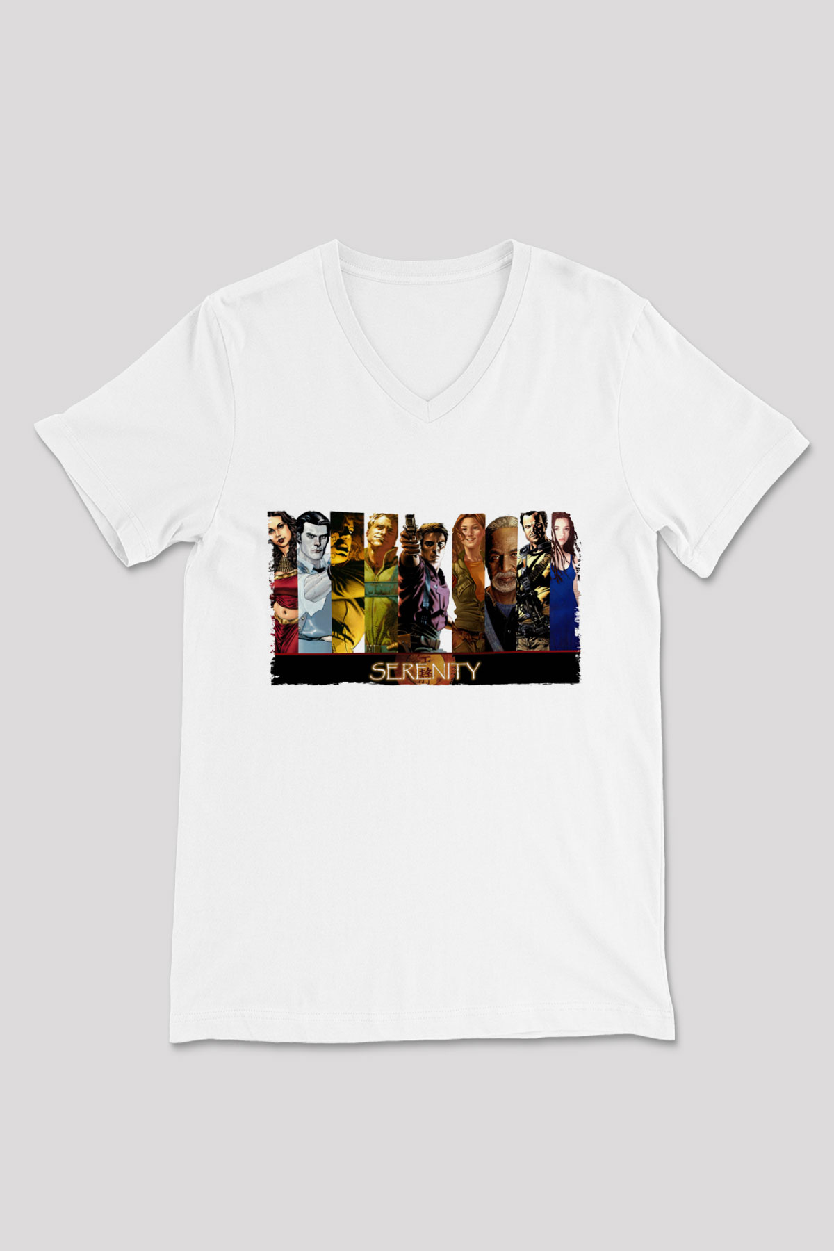 Unisex Serenity Baskılı Beyaz V Yaka Tshirt