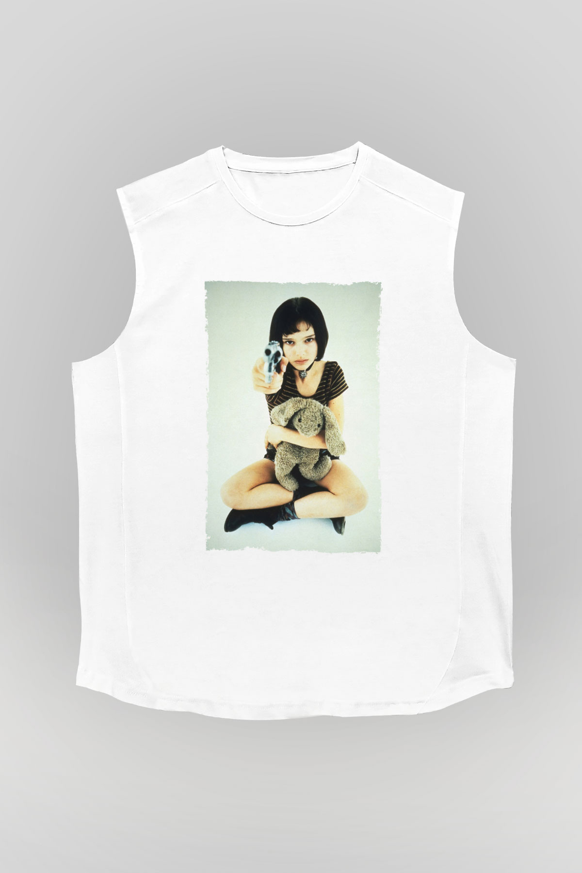Unisex Sevginin Gücü (Leon The Professional) Baskılı Beyaz Kolsuz Tişört
