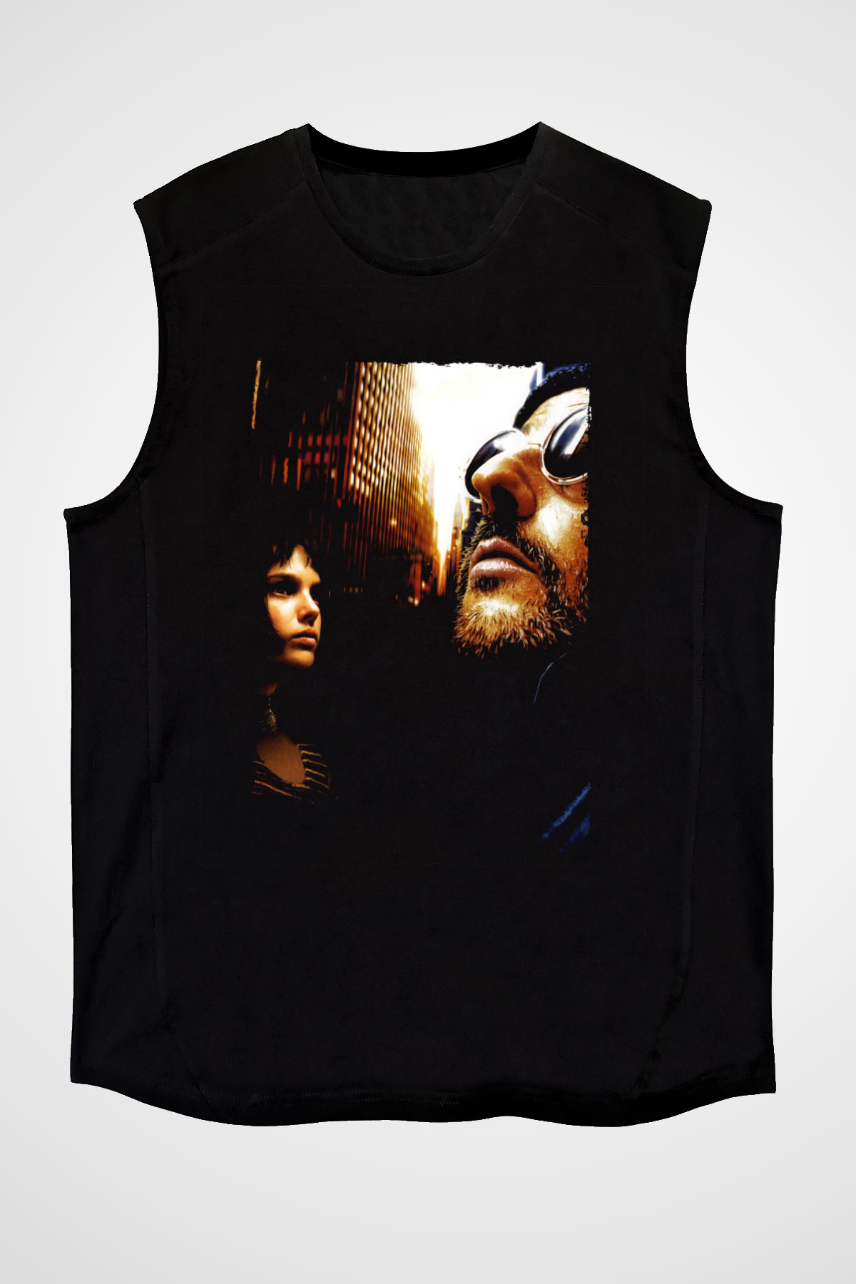 Unisex Sevginin Gücü (Léon) Baskılı Siyah Kolsuz Tshirt