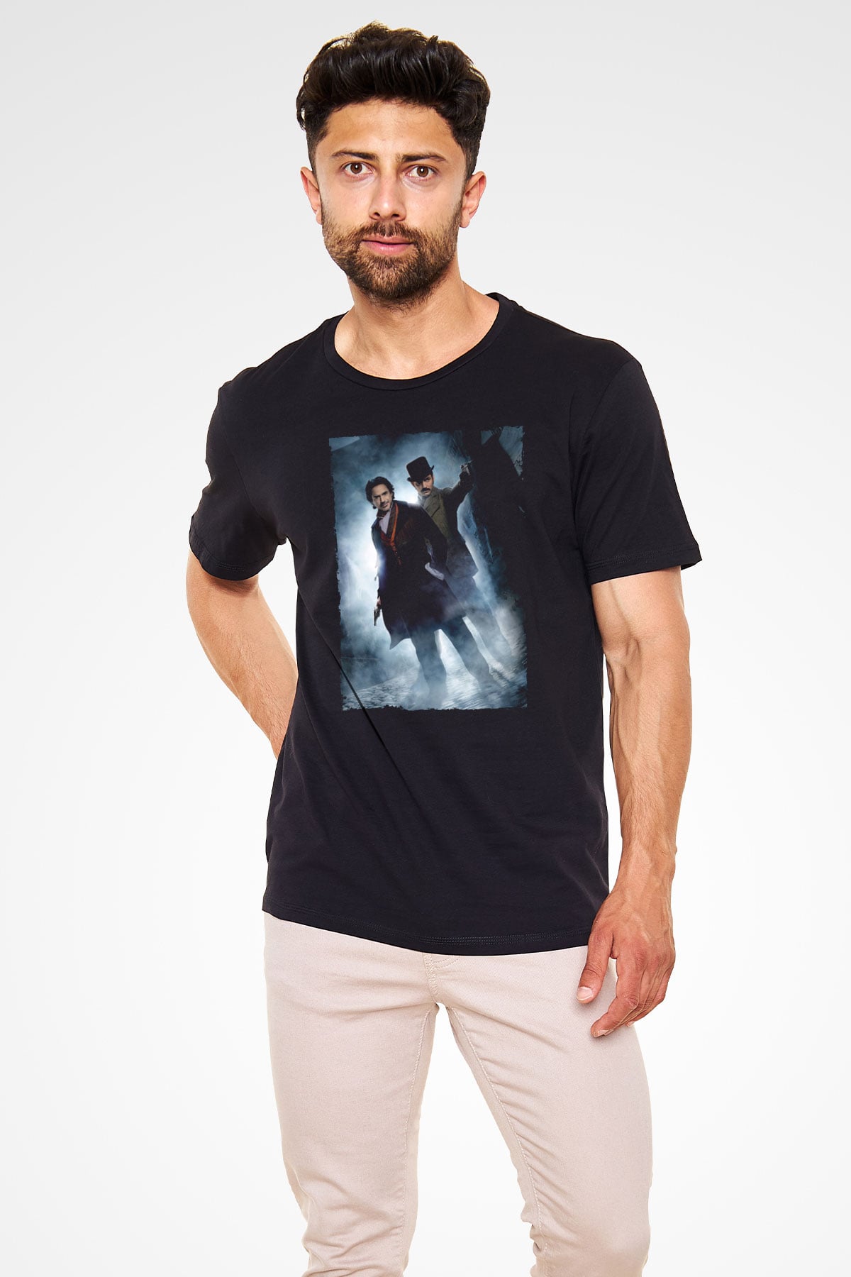 Sherlock Holmes Gölge Oyunları (Sherlock Holmes A Game of Shadows) Baskılı Siyah Tshirt