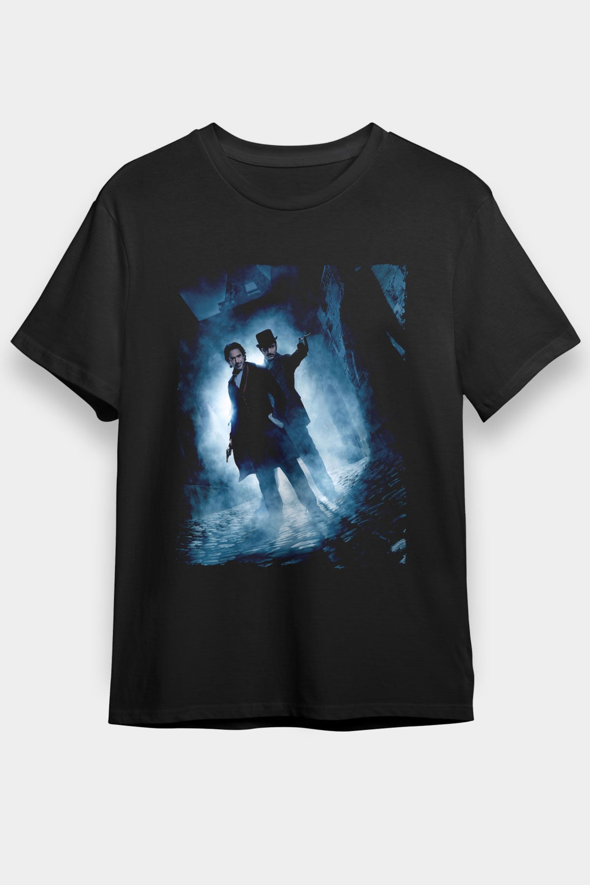 Sherlock Holmes Gölge Oyunları (Sherlock Holmes A Game of Shadows) Baskılı Siyah T-Shirt
