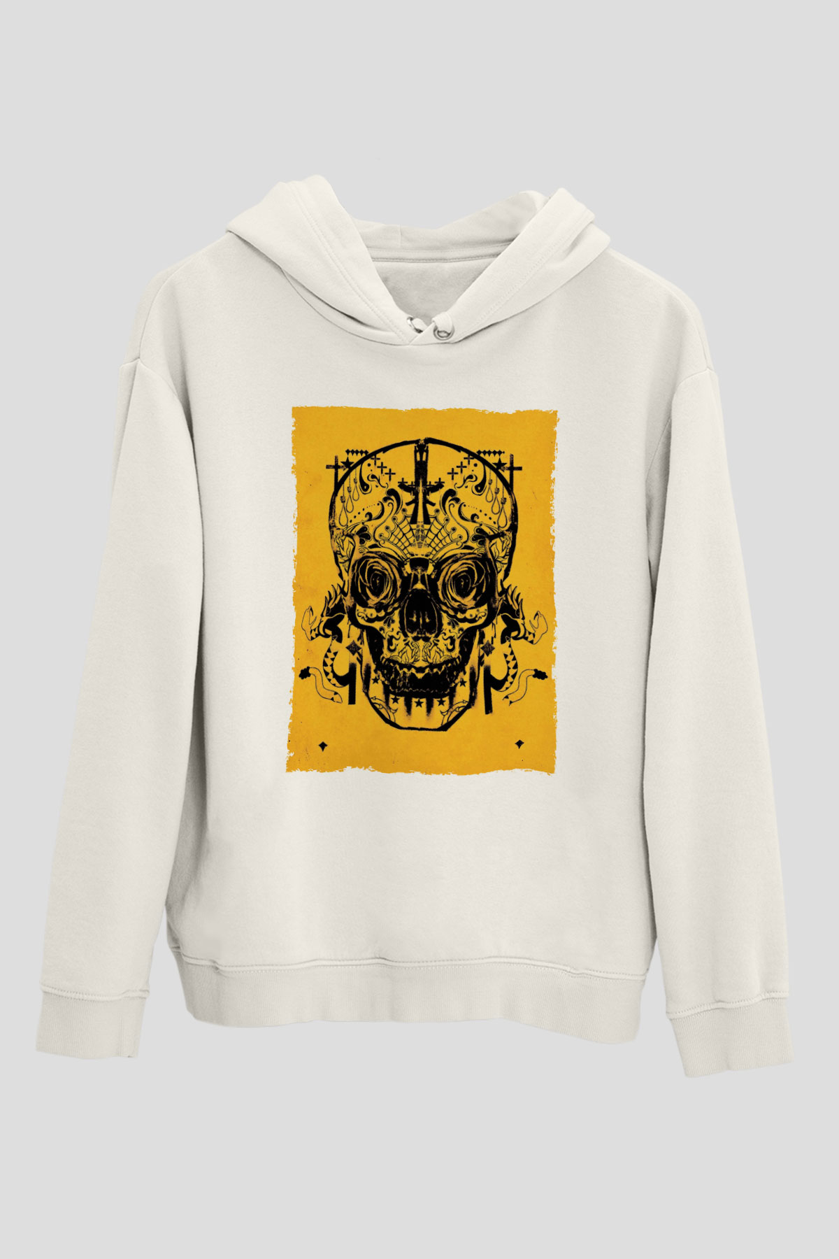 Unisex Sicario Baskılı Beyaz Kapüşonlu Sweatshirt