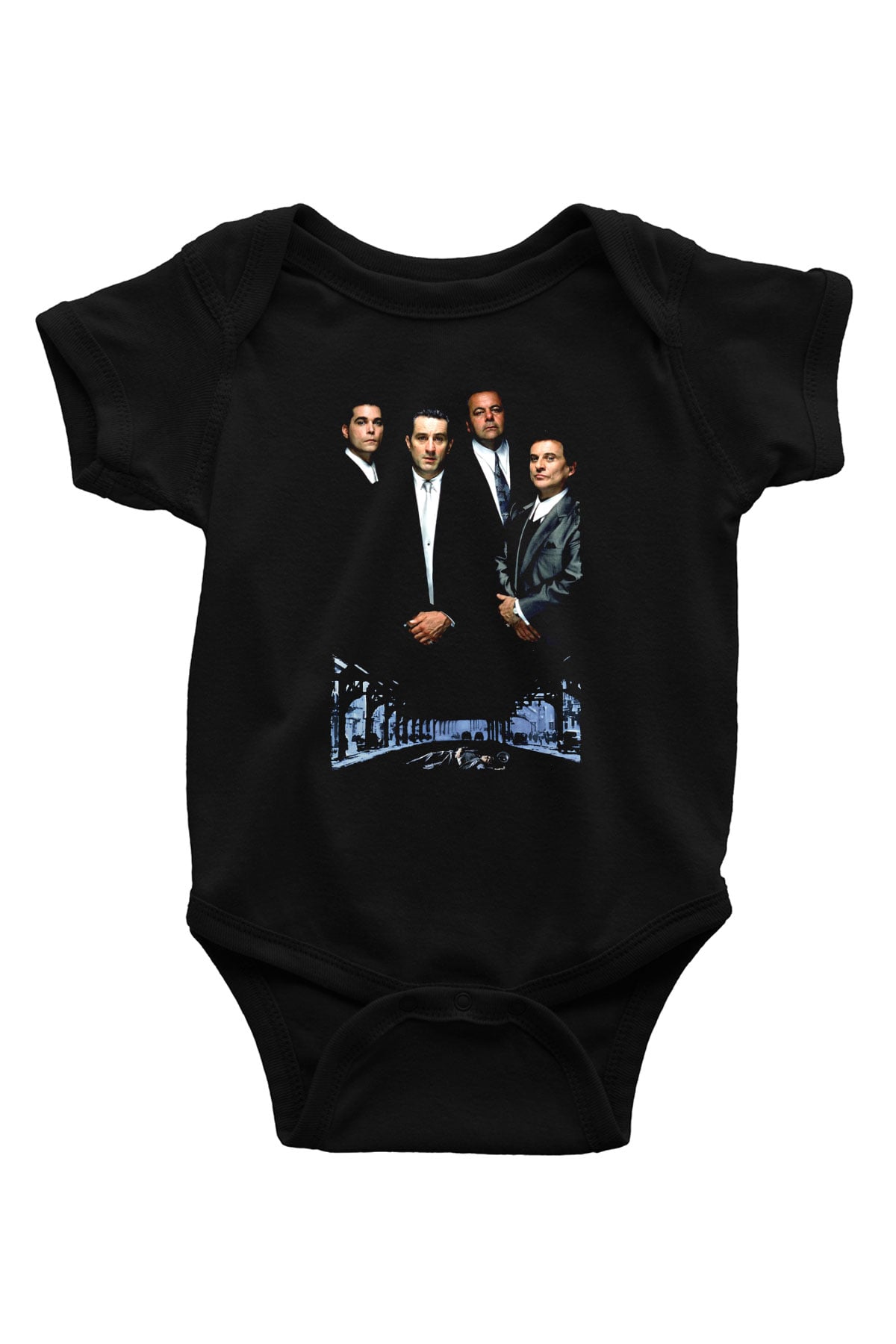 Unisex Sıkı Dostlar (Goodfellas) Baskılı Siyah Bebek Body - Zıbın
