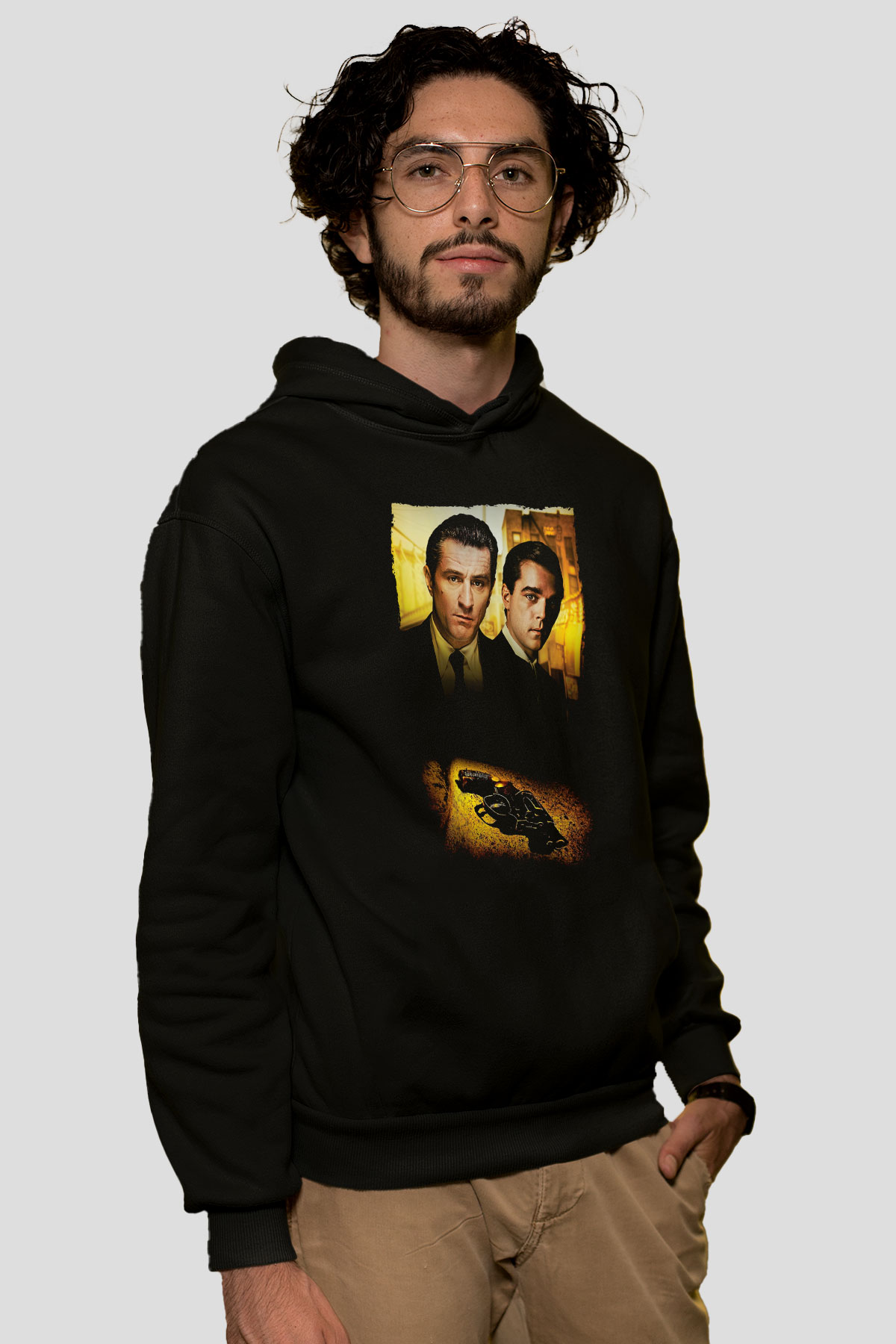 Unisex Sıkı Dostlar (Goodfellas) Baskılı Siyah Kapüşonlu Sweatshirt