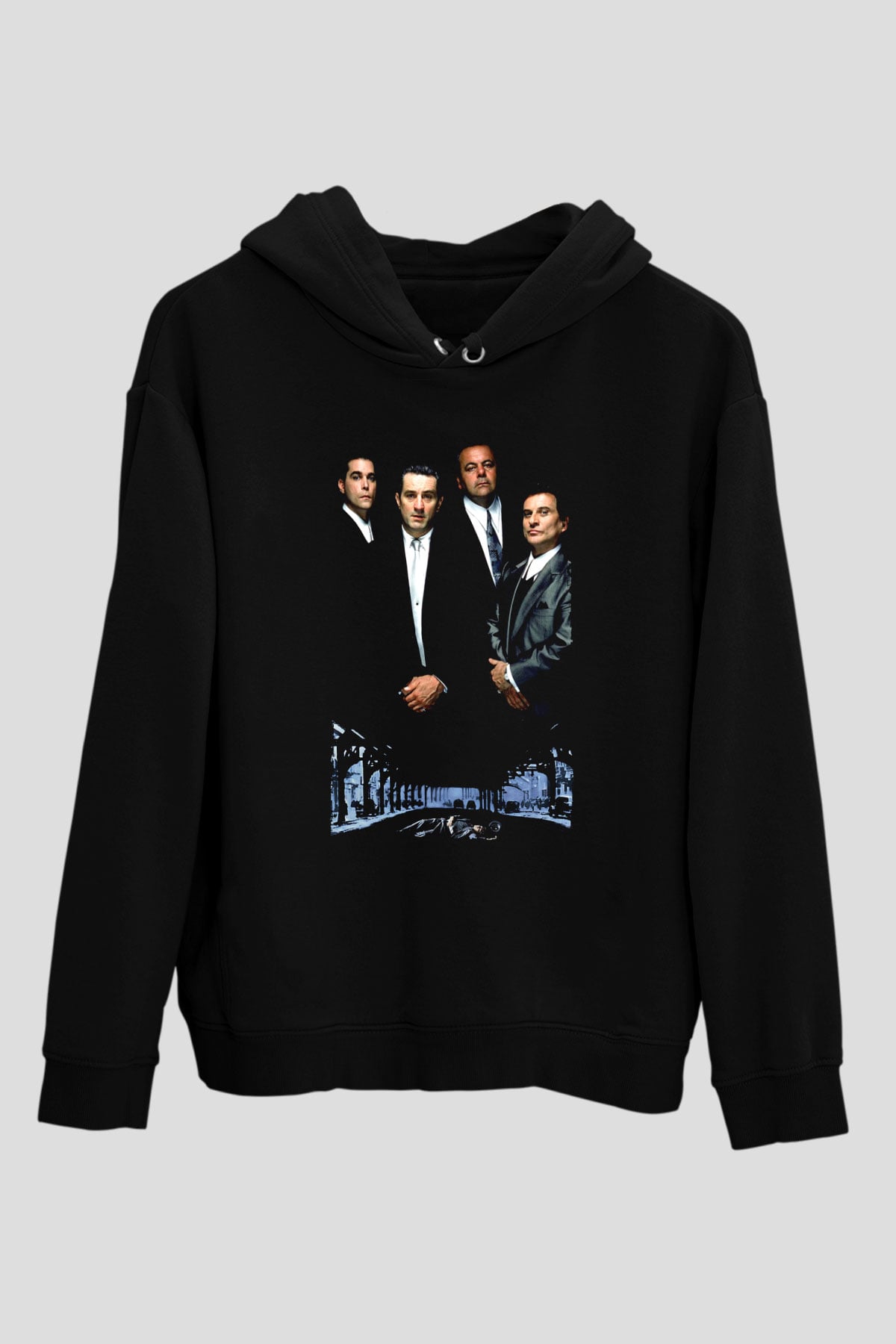 Unisex Sıkı Dostlar (Goodfellas) Baskılı Siyah Kapüşonlu Sweatshirt