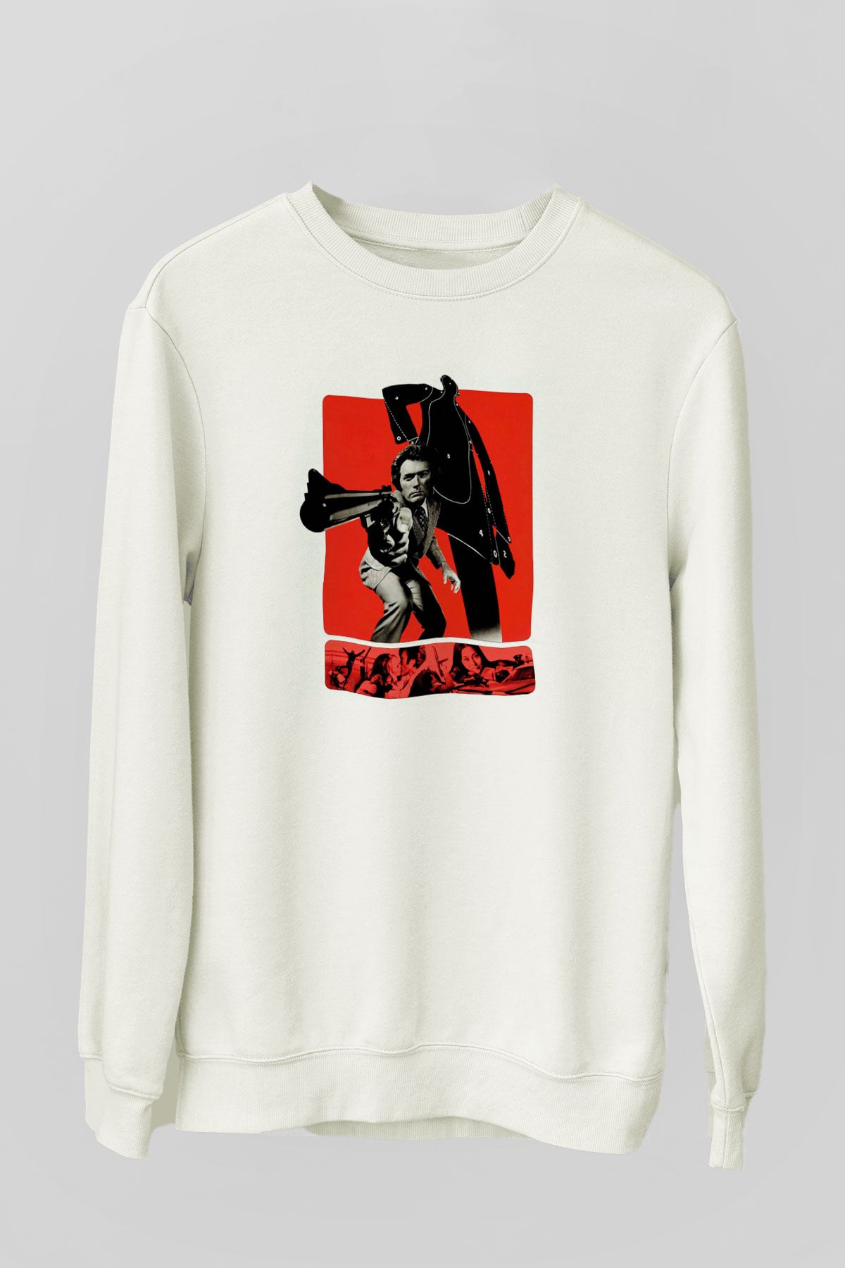Unisex Silahın Gücü (Magnum Force) Baskılı Beyaz Sweatshirt