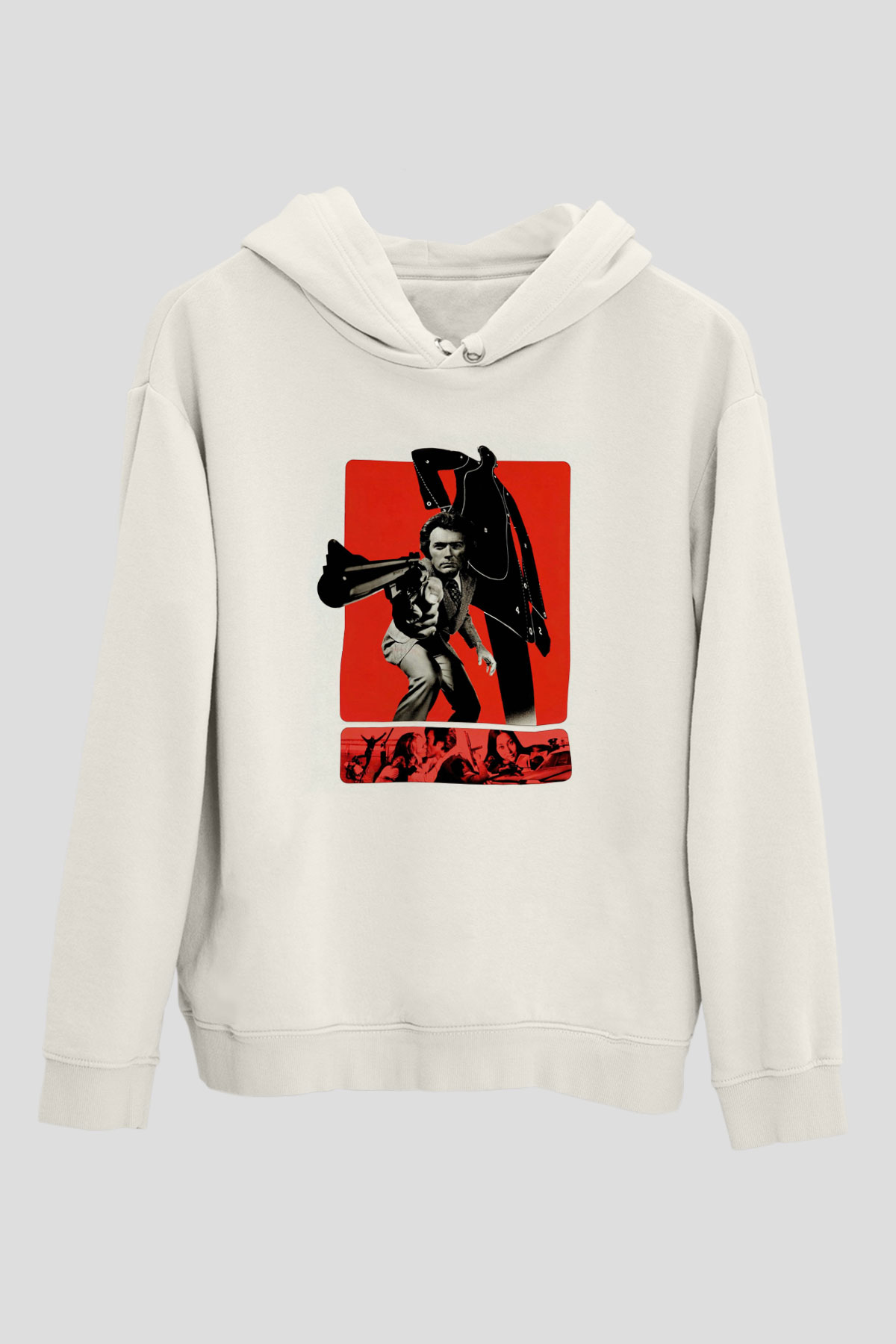Unisex Silahın Gücü (Magnum Force) Baskılı Beyaz Kapüşonlu Sweatshirt