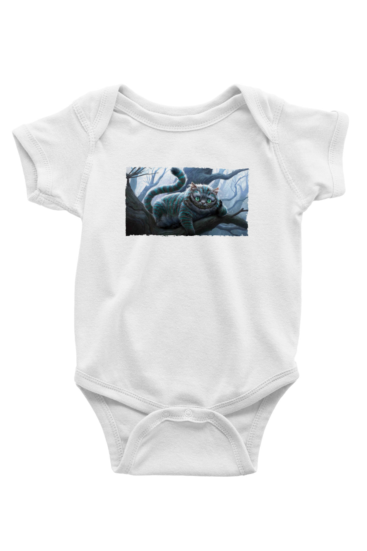Unisex Sırıtan Kedi - Cheshire Cat Baskılı Bebek Body - Zıbın