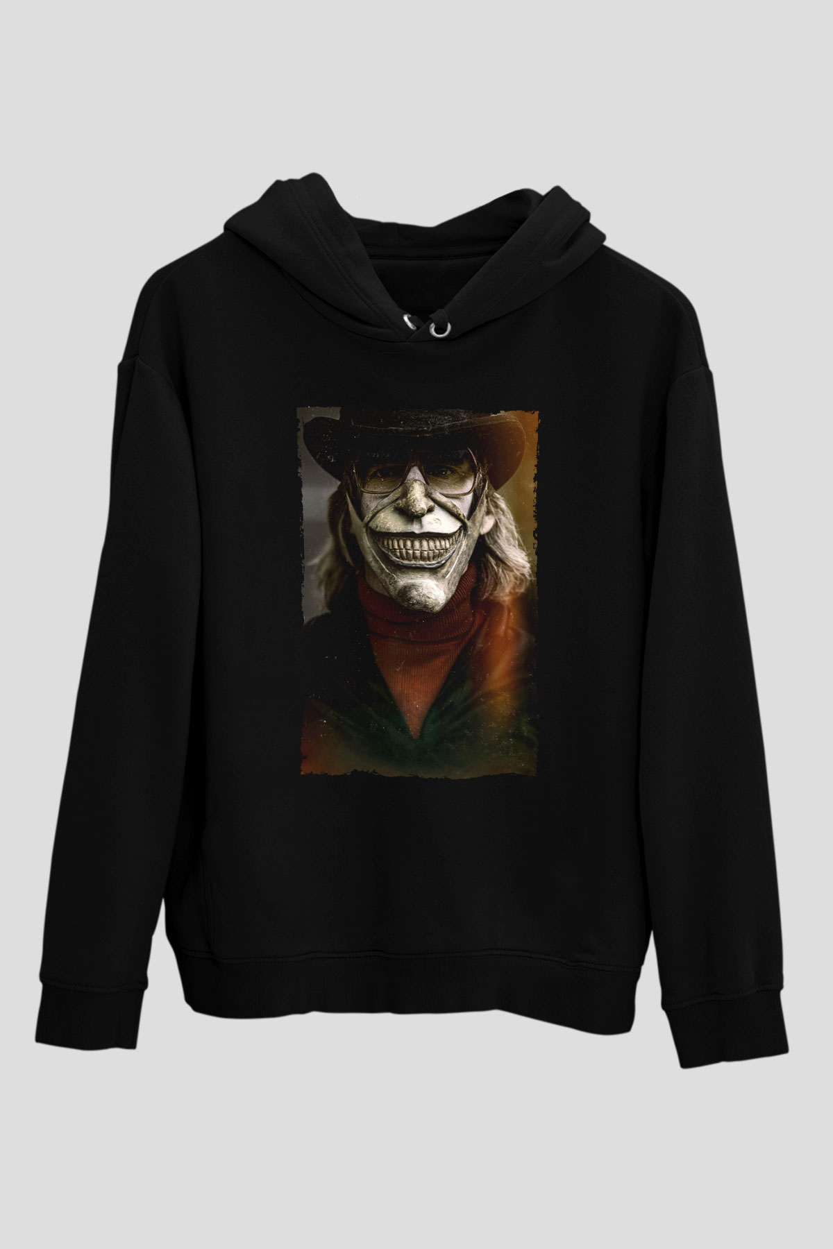 Unisex Siyah Telefon (The Black Phone) Baskılı Siyah Kapüşonlu Sweatshirt