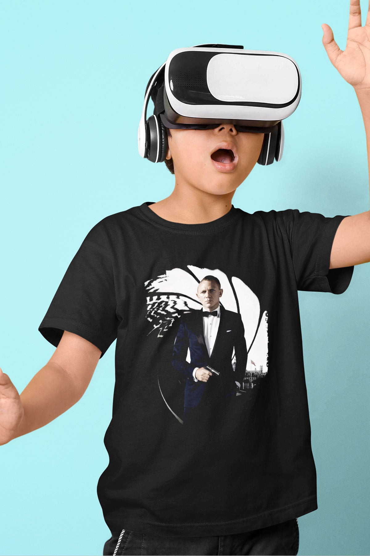 Unisex Skyfall Baskılı Siyah Çocuk Tişört