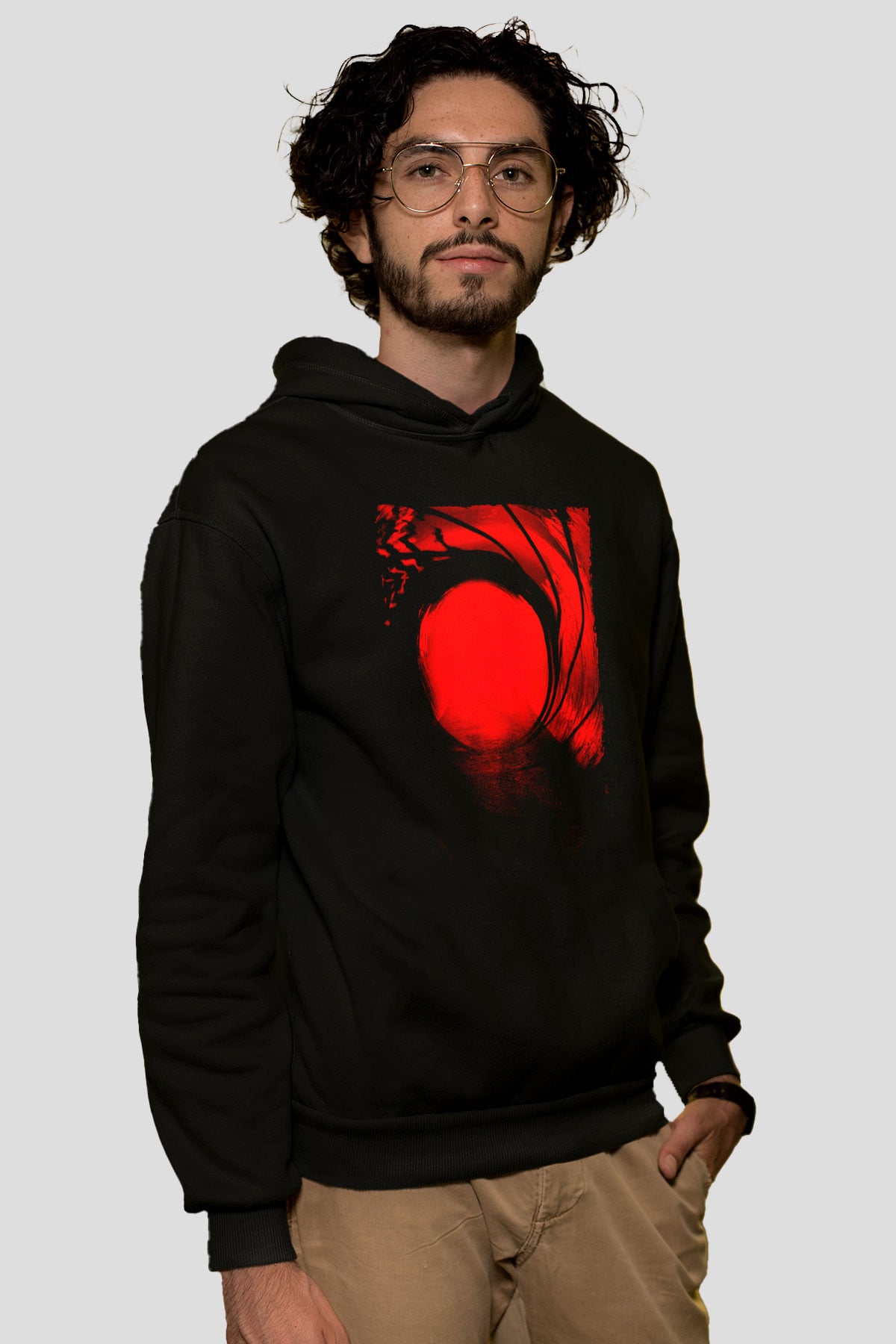 Unisex Skyfall Baskılı Siyah Kapüşonlu Sweatshirt