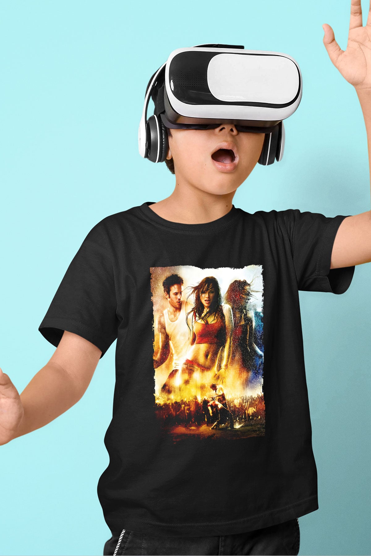 Unisex Sokak Dansı (Step Up 2 The Streets) Baskılı Siyah Çocuk Tshirt