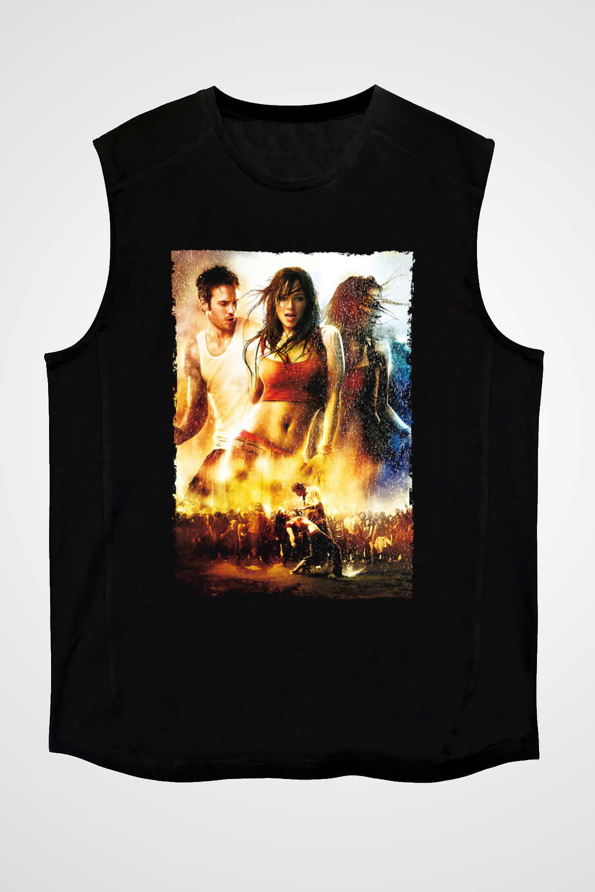 Unisex Sokak Dansı (Step Up 2 The Streets) Baskılı Siyah Kolsuz Tshirt