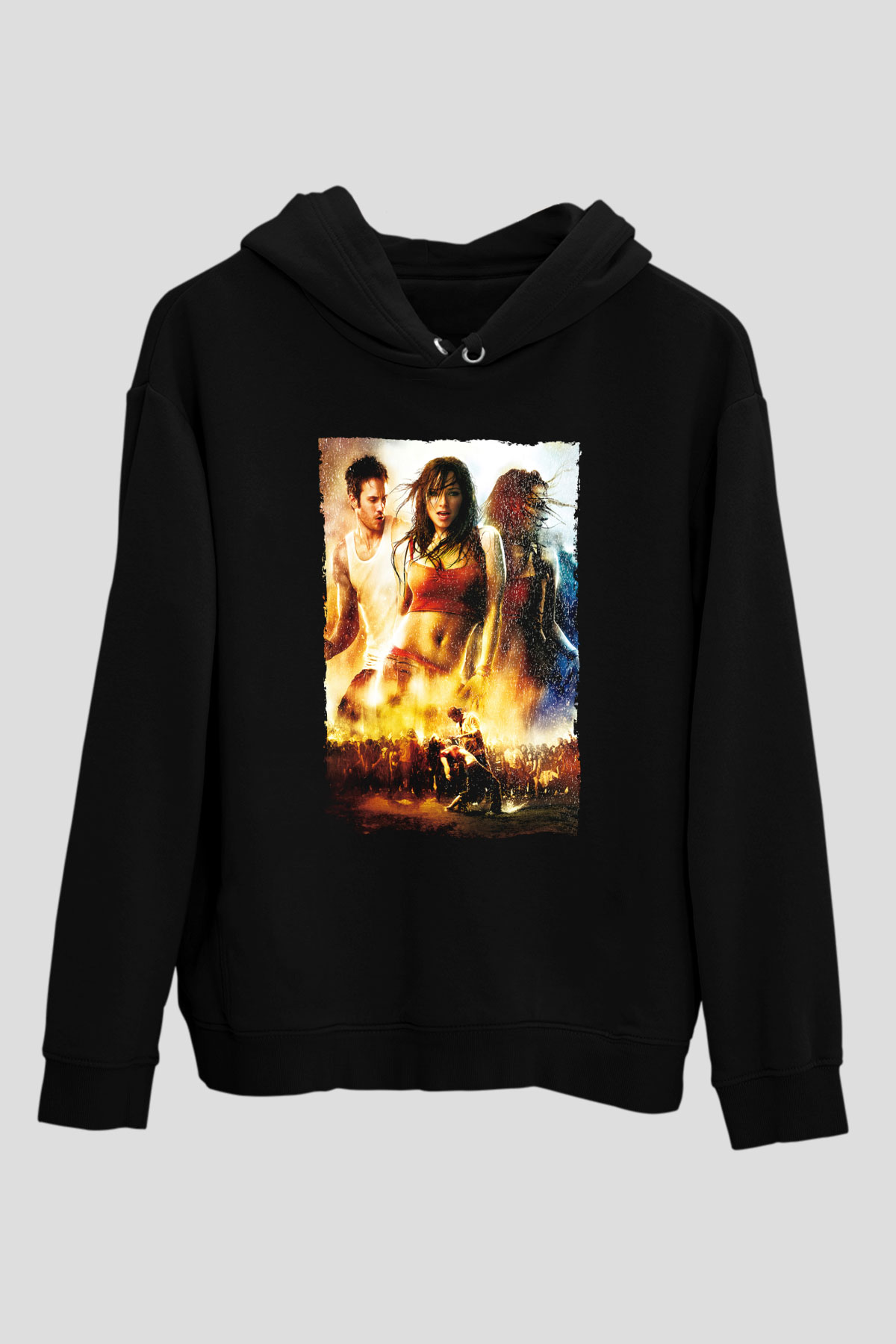 Unisex Sokak Dansı (Step Up 2 The Streets) Baskılı Siyah Kapüşonlu Sweatshirt