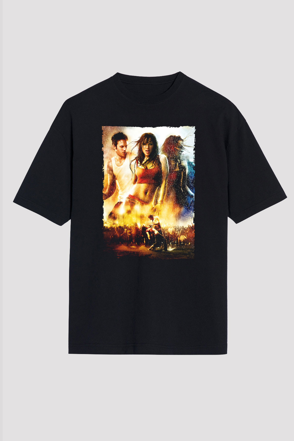 Unisex Sokak Dansı (Step Up 2 The Streets) Baskılı Siyah Oversize Tshirt