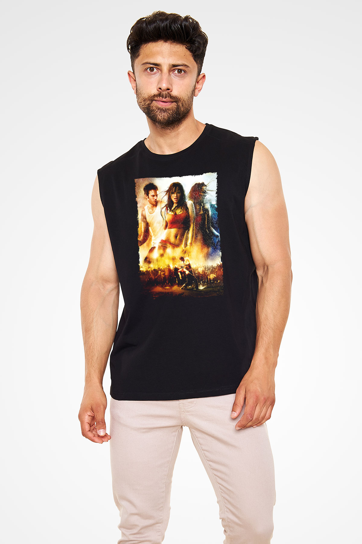 Unisex Sokak Dansı (Step Up 2 The Streets) Baskılı Siyah Kolsuz Tshirt