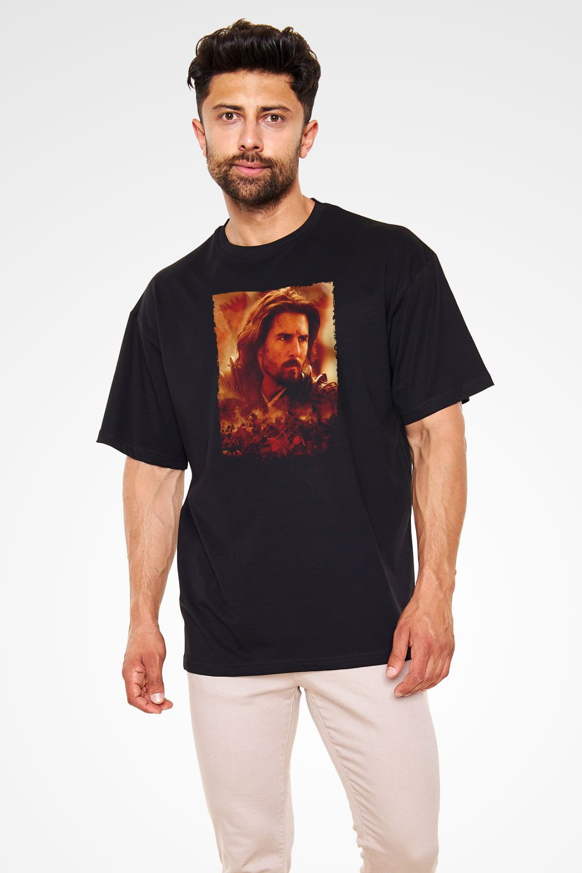 Unisex Son Samuray (The Last Samurai) Baskılı Siyah Oversize T-shirt