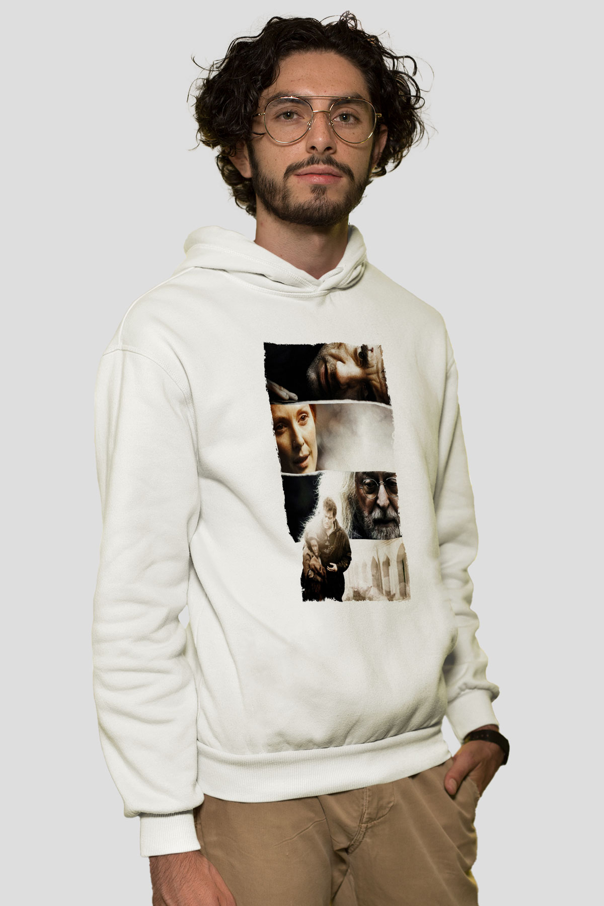 Unisex Son Umut - Children of Men Baskılı Beyaz Kapüşonlu Sweatshirt