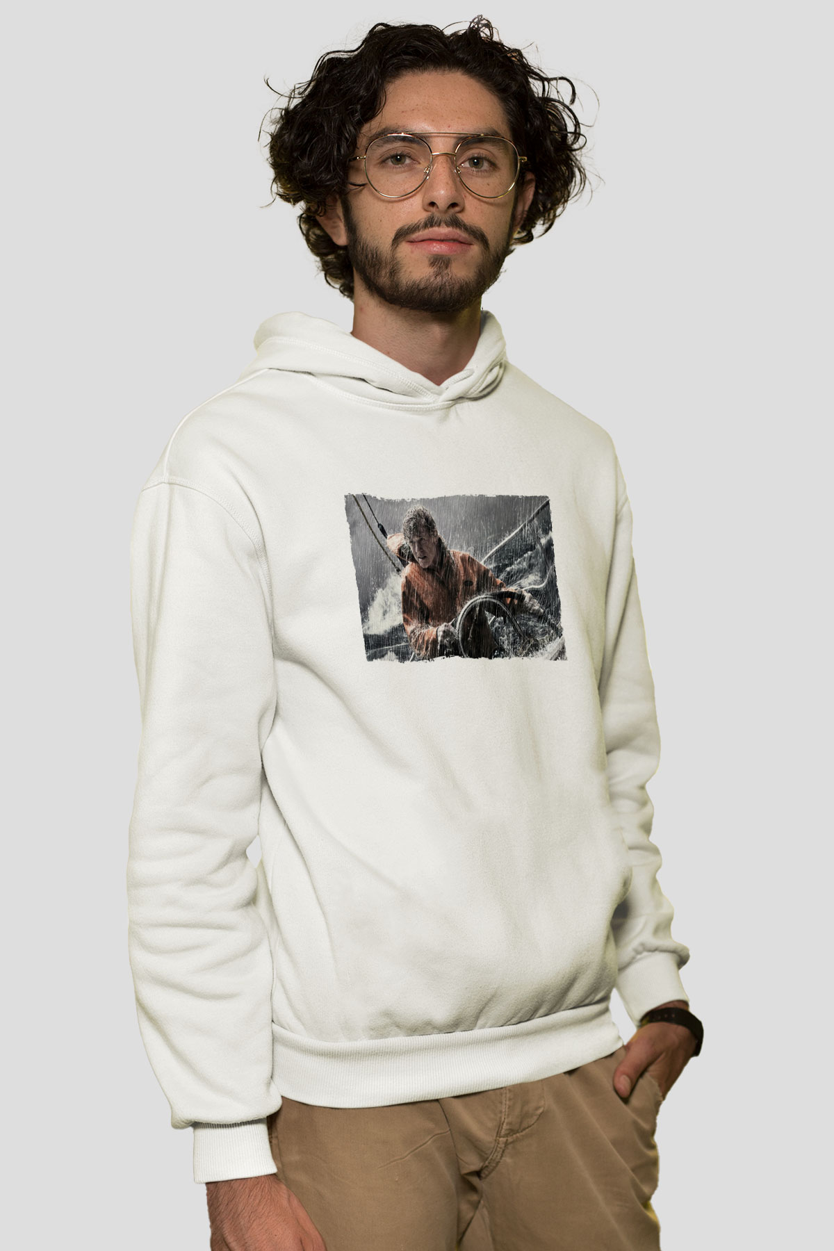 Unisex Sona Doğru - All Is Lost Baskılı Beyaz Kapüşonlu Sweatshirt