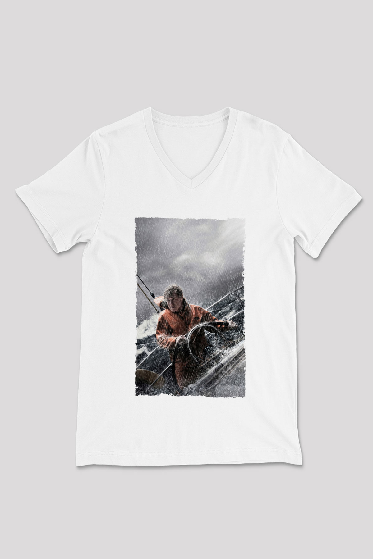 Unisex Sona Doğru - All Is Lost Baskılı Beyaz V Yaka Tişört