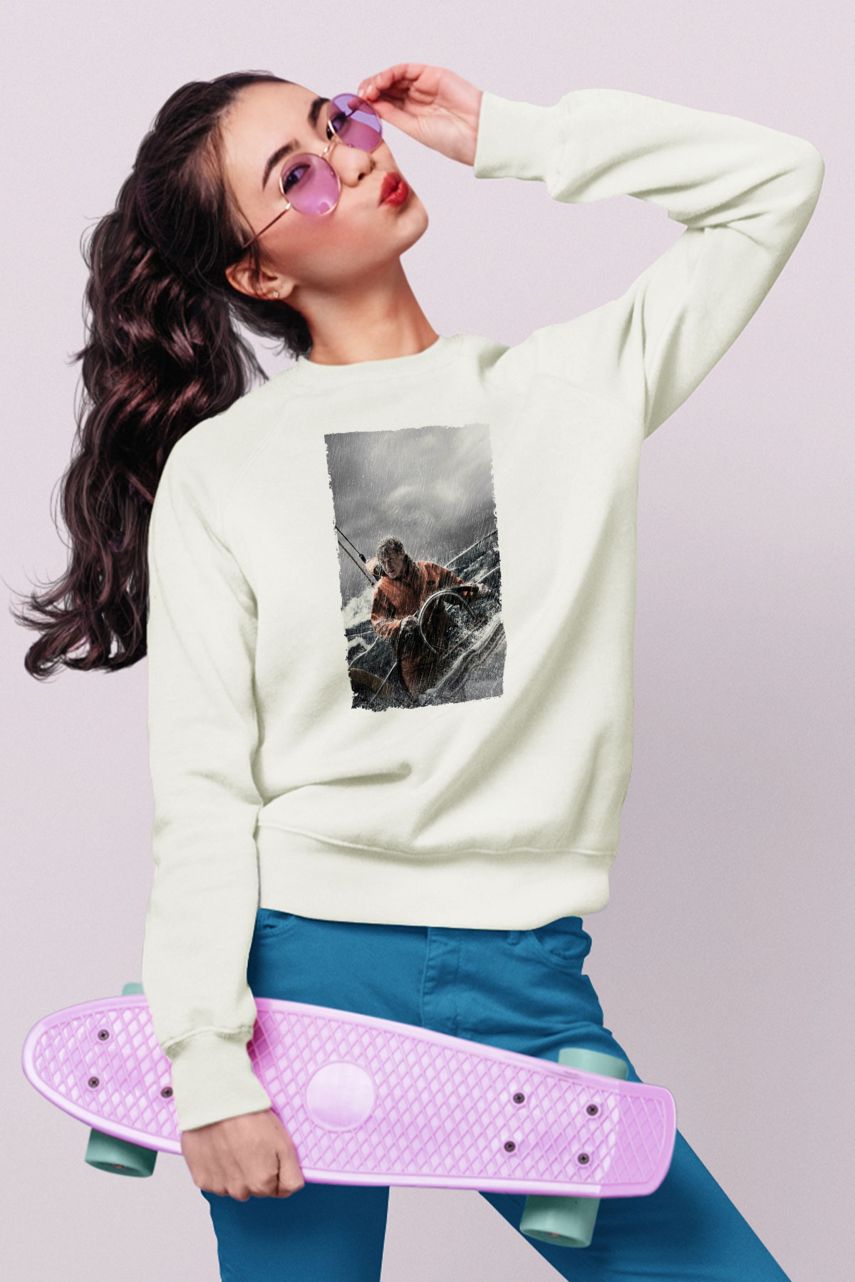 Unisex Sona Doğru - All Is Lost Baskılı Beyaz Sweatshirt