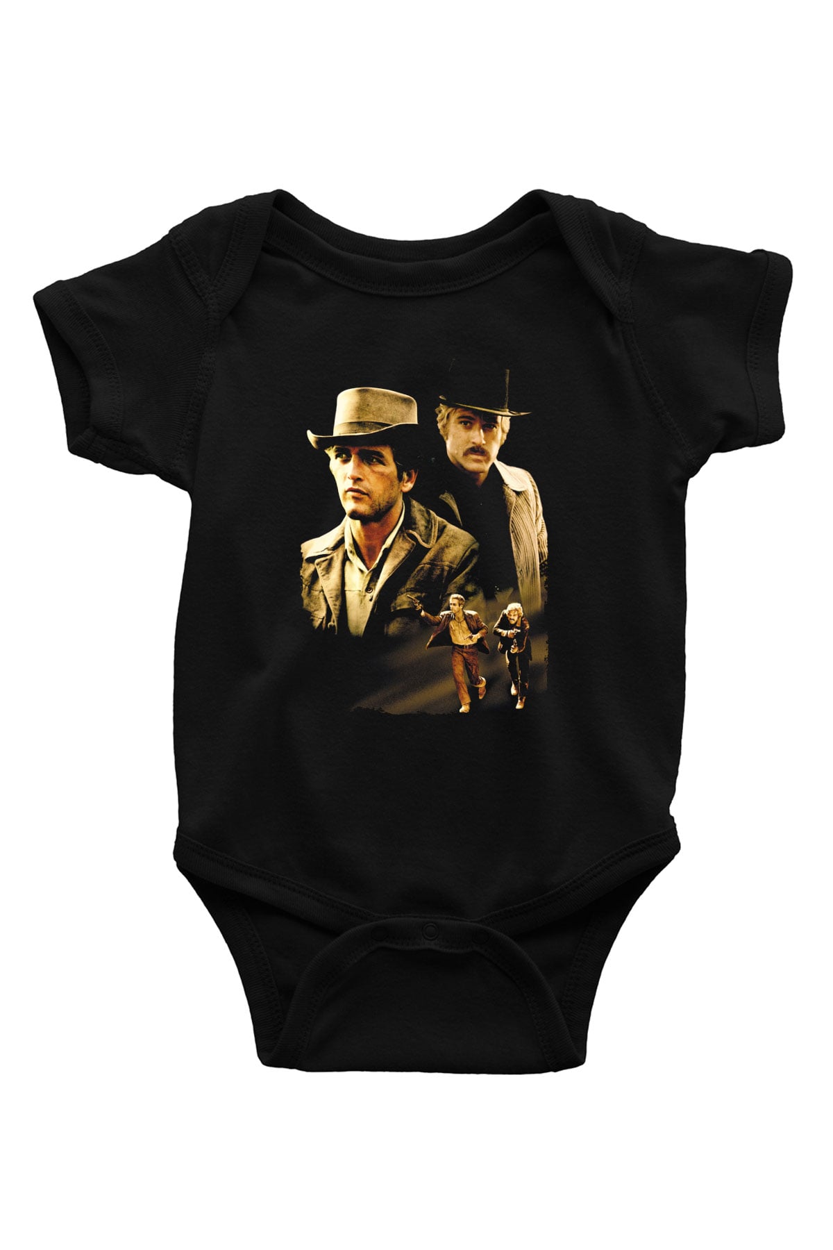 Unisex Sonsuz Ölüm (Butch Cassidy and the Sundance Kid) Baskılı Siyah Bebek Body - Zıbın