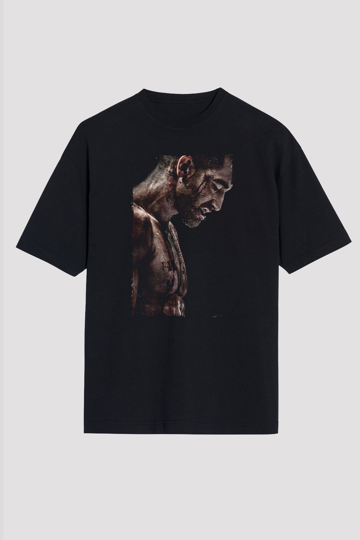 Unisex Southpaw Baskılı Siyah Oversize Tişört