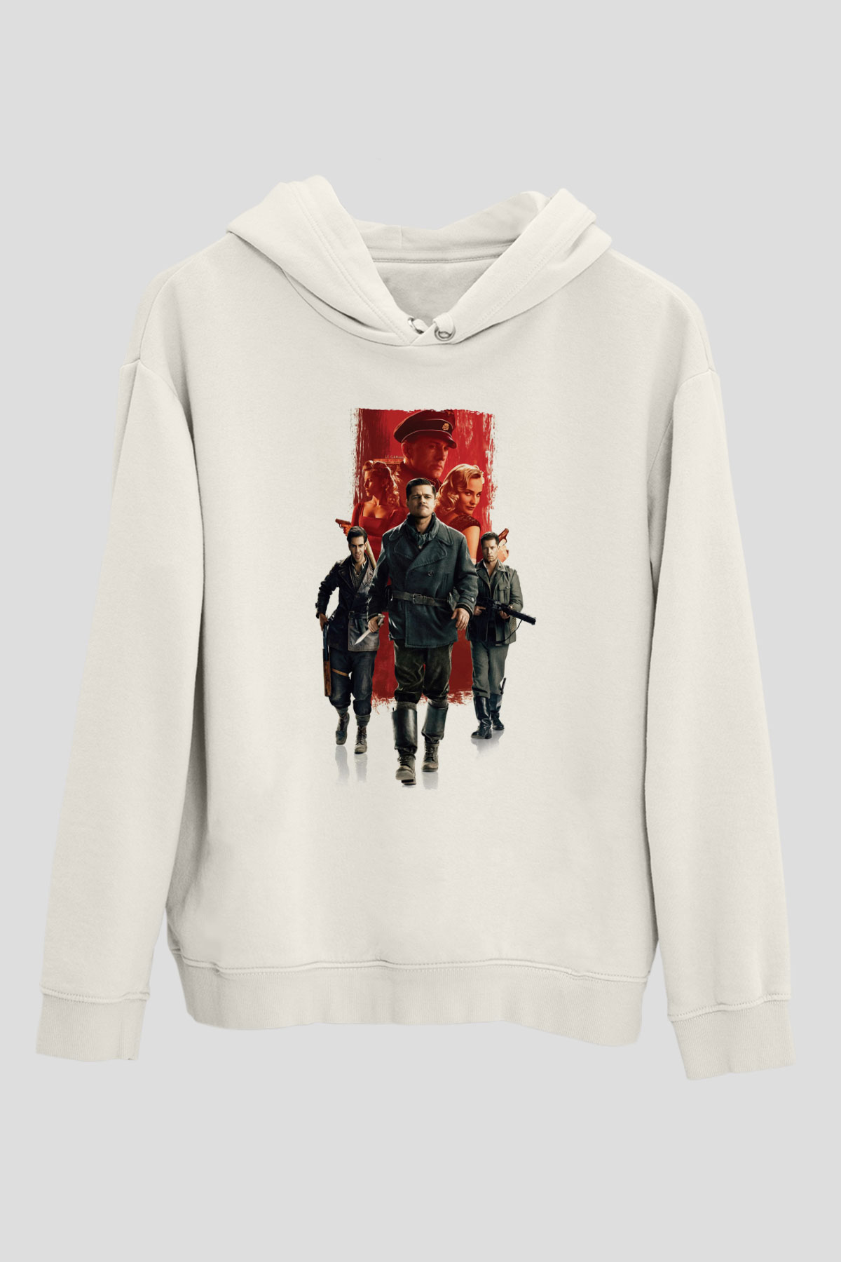 Unisex Soysuzlar Çetesi (Inglourious Basterds) Baskılı Beyaz Kapüşonlu Sweatshirt
