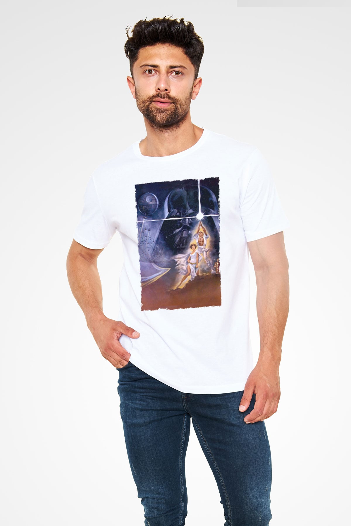 Star Wars Baskılı Beyaz Tshirt