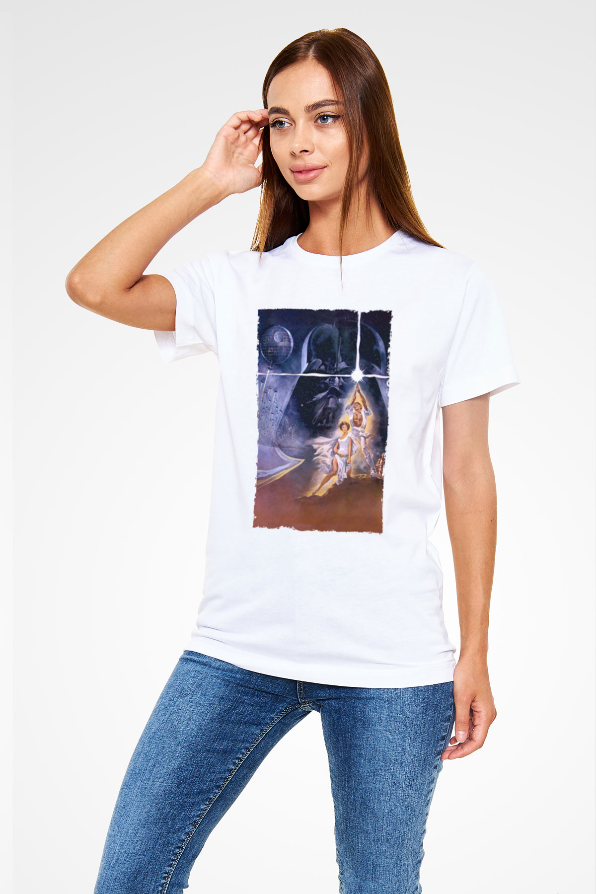 Star Wars Baskılı Beyaz Tshirt