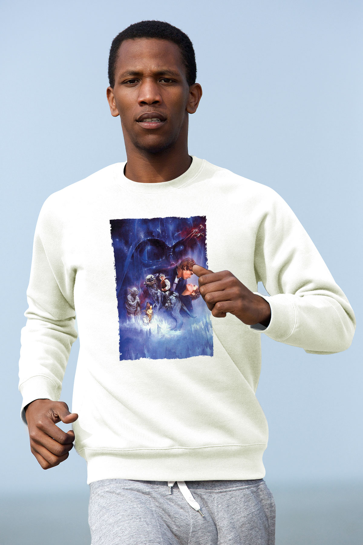 Unisex Star Wars İmparatorun Dönüşü (The Empire Strikes Back) Baskılı Beyaz Sweatshirt